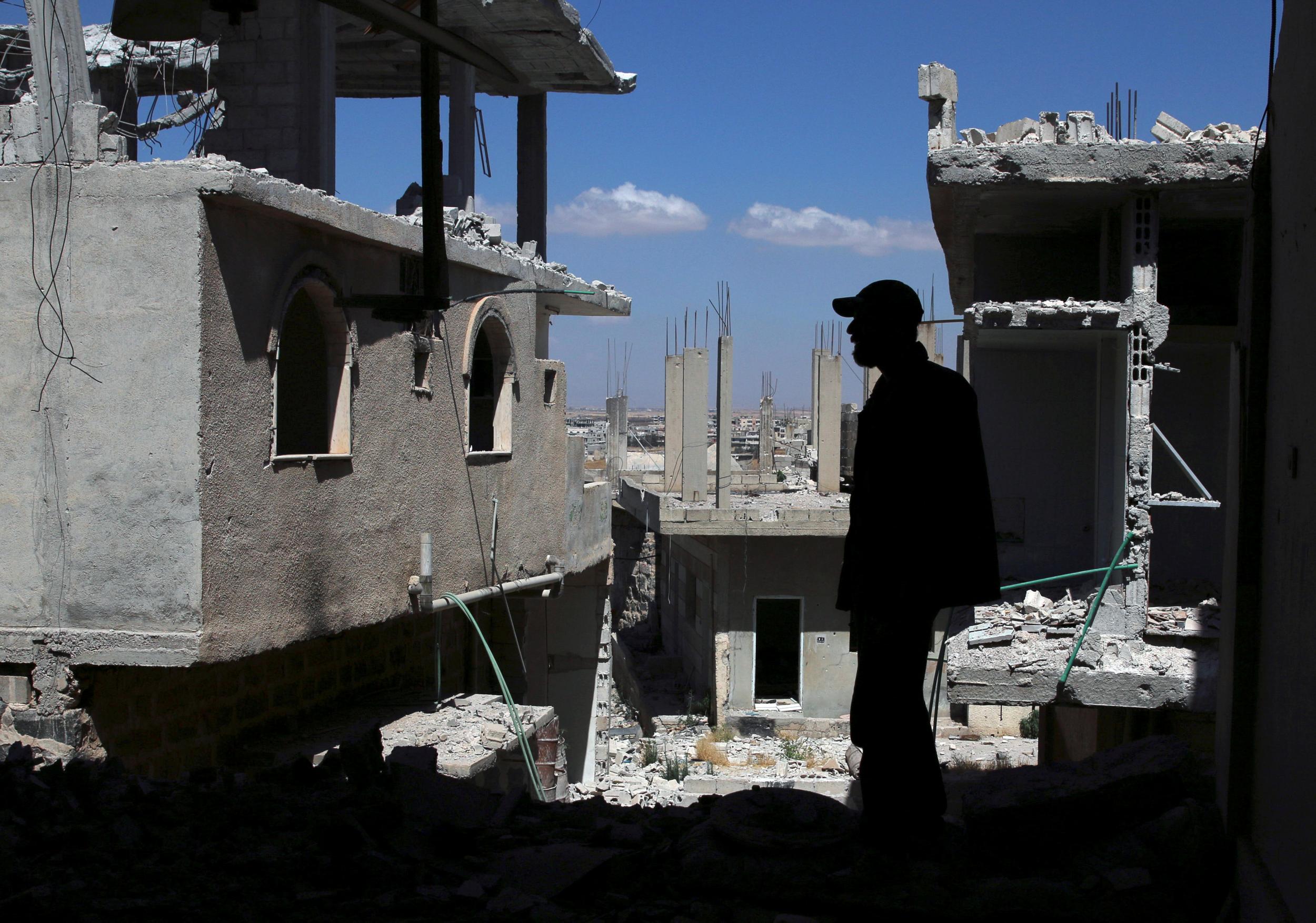 Rebel-held part of the southern Syrian city of Deraa in June 2017