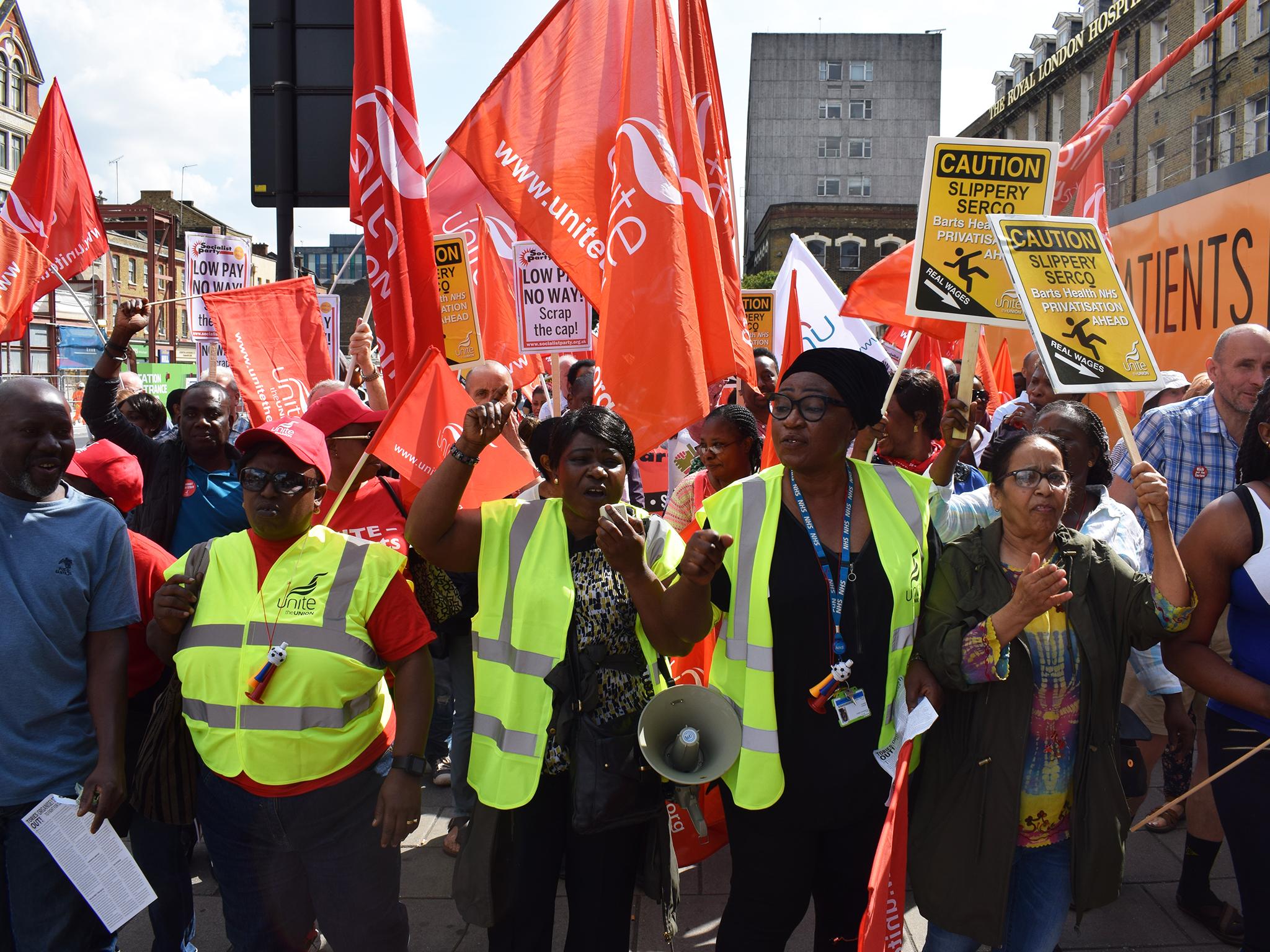 Staff at four of St Barts Trust’s hospitals are staging a walkout