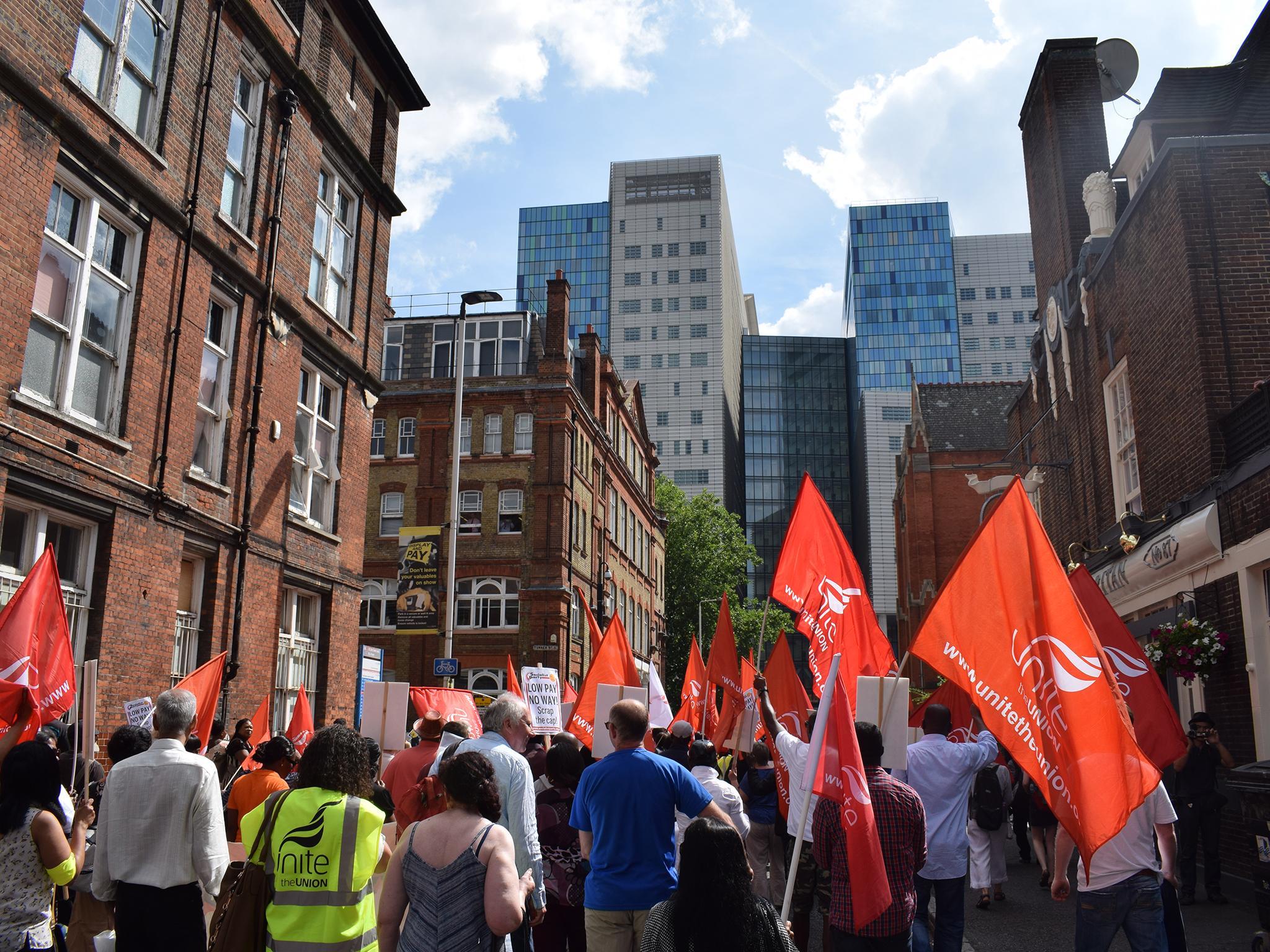 Cleaners, porters, caterers and security staff from St Barts Trust’s hospitals have begun their first period of official industrial action