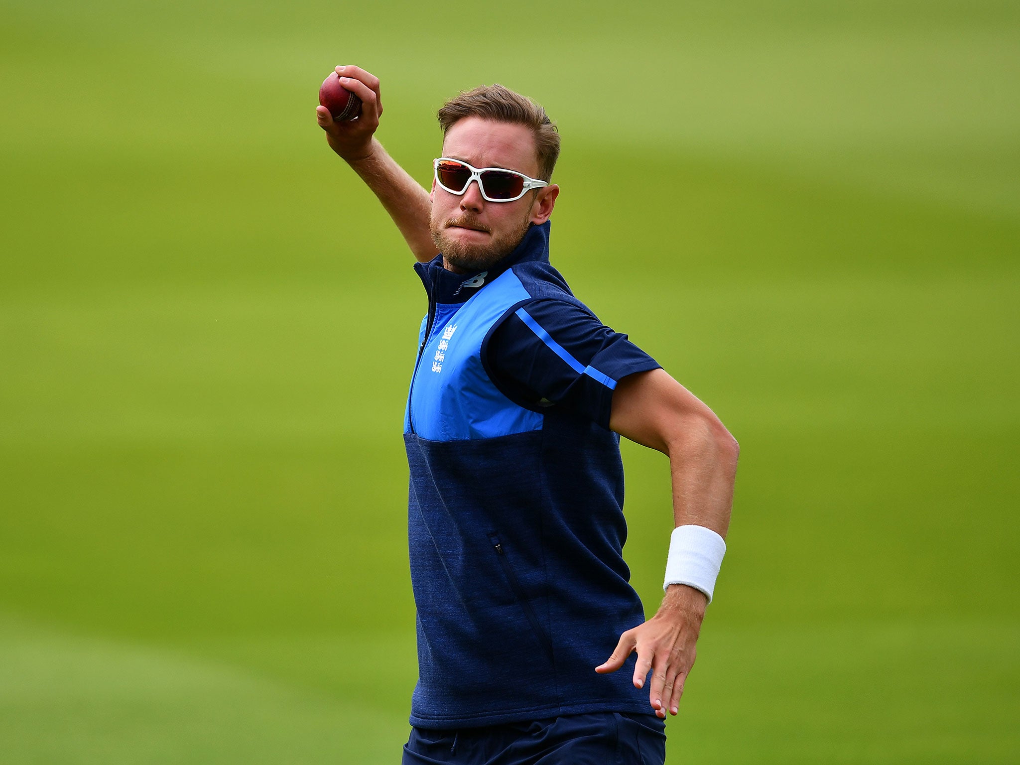 Broad in training during an England nets session