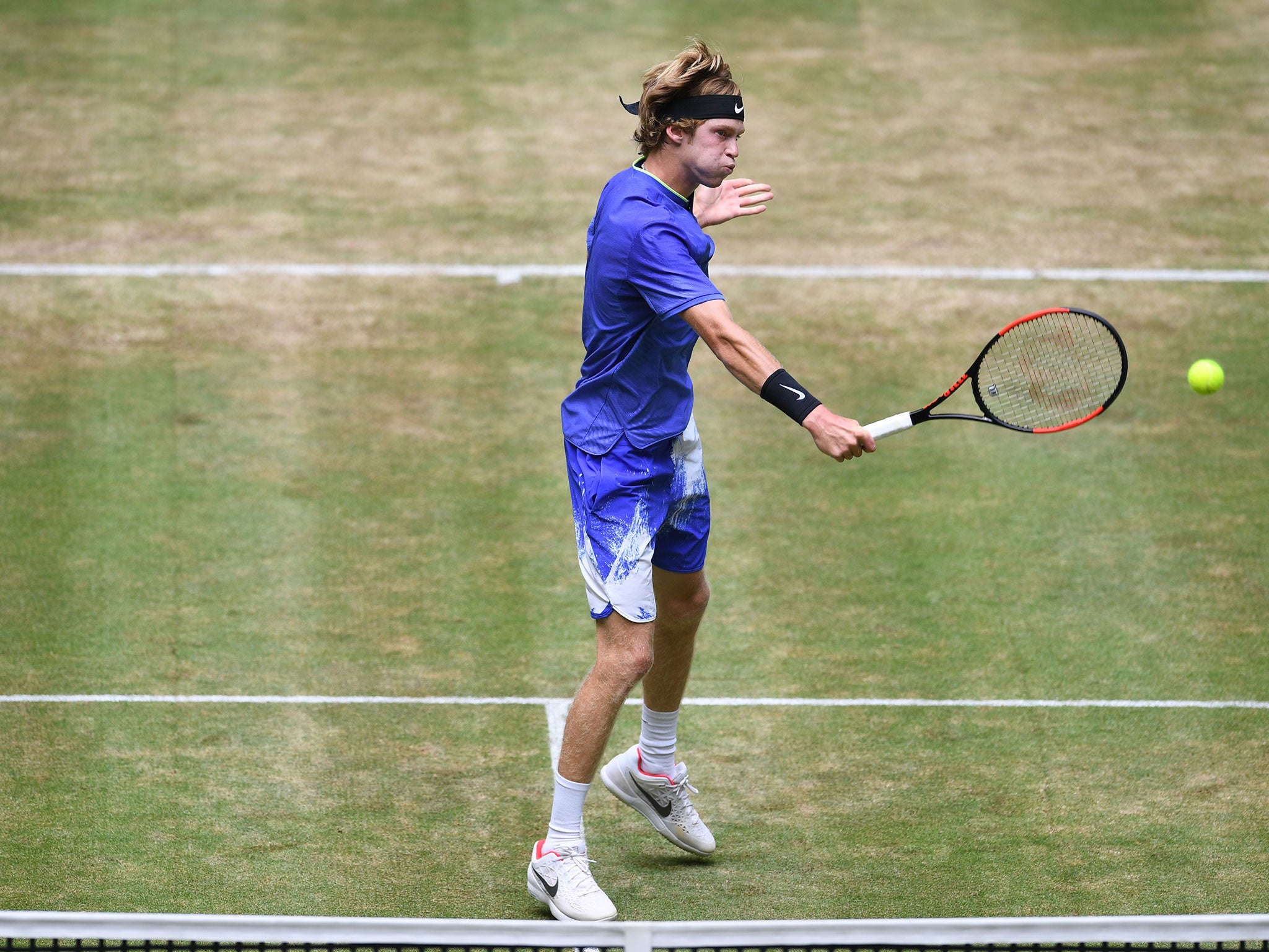 Andrey Rublev in action at Halle