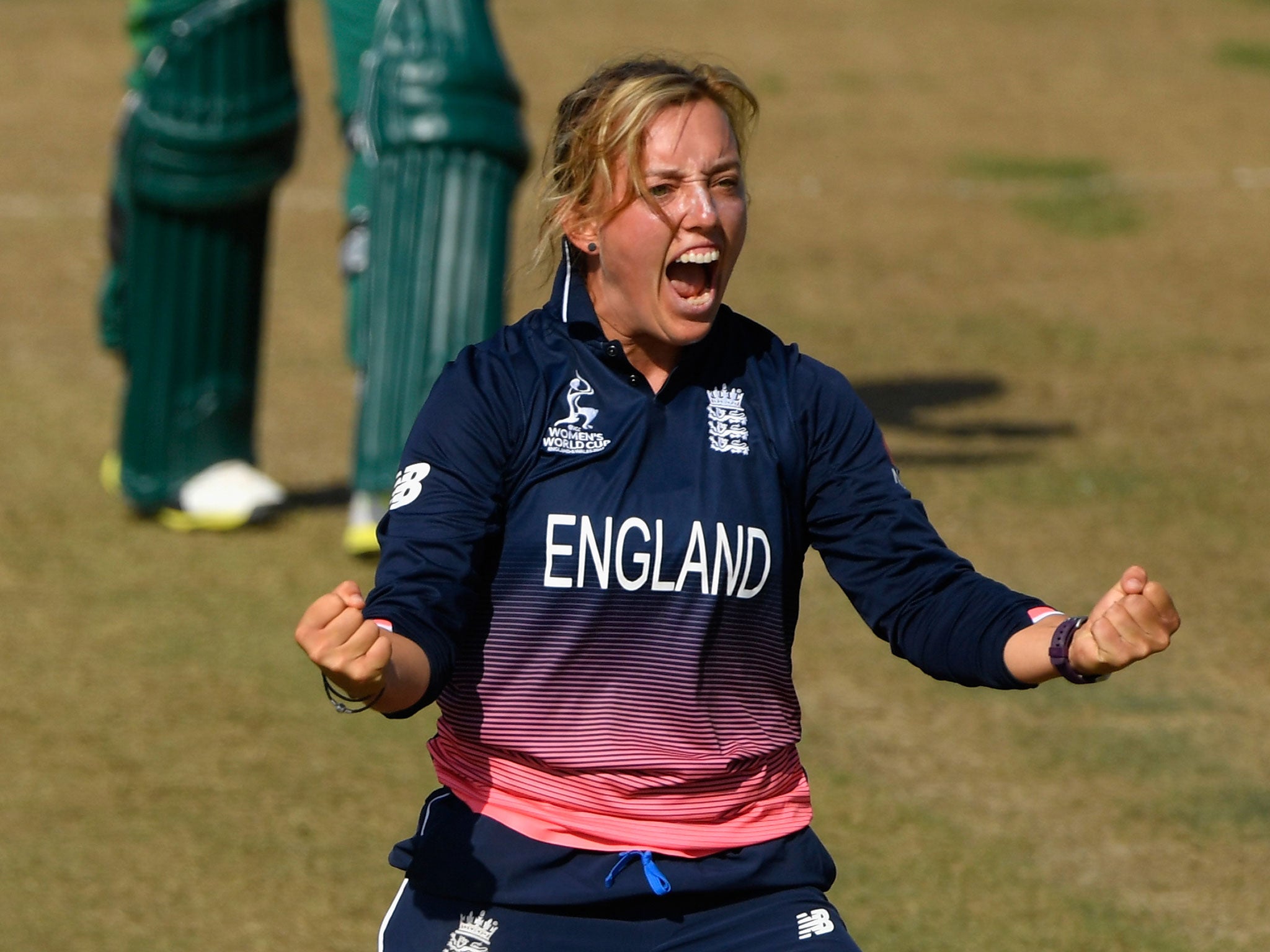 Danielle Hazell celebrates after taking a wicket