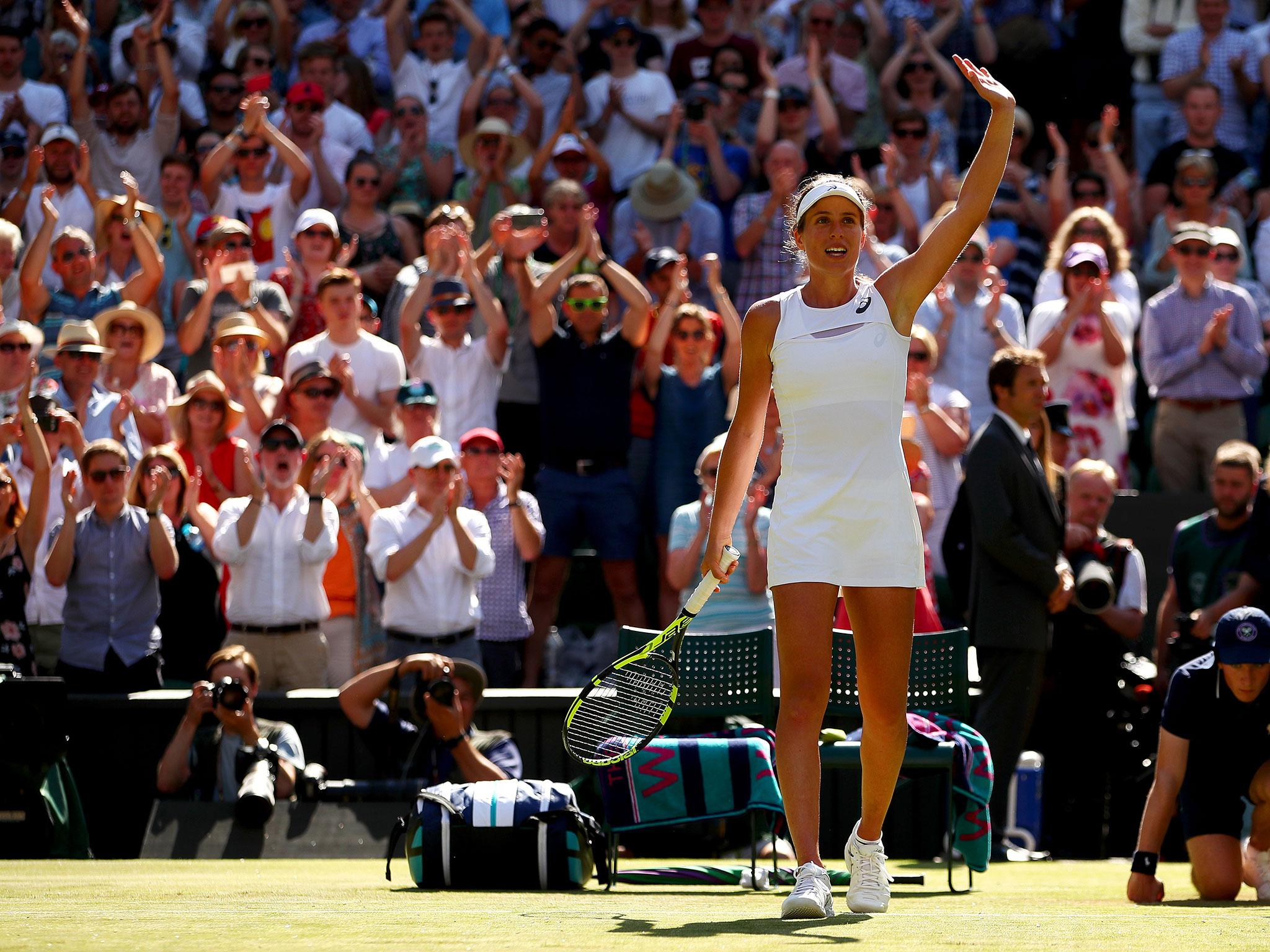 Johanna Konta beat her opponent 7-6, 4-6, 10-8 in an epic three-set match