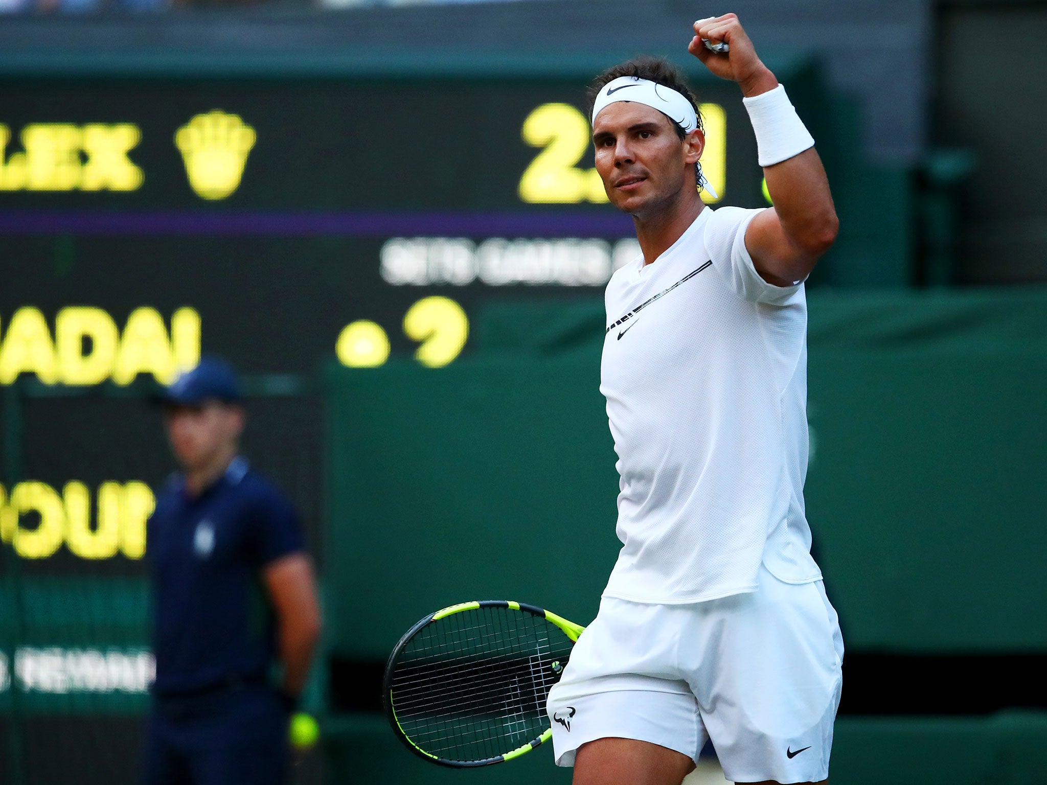 Rafa Nadal beat his opponent in straight sets