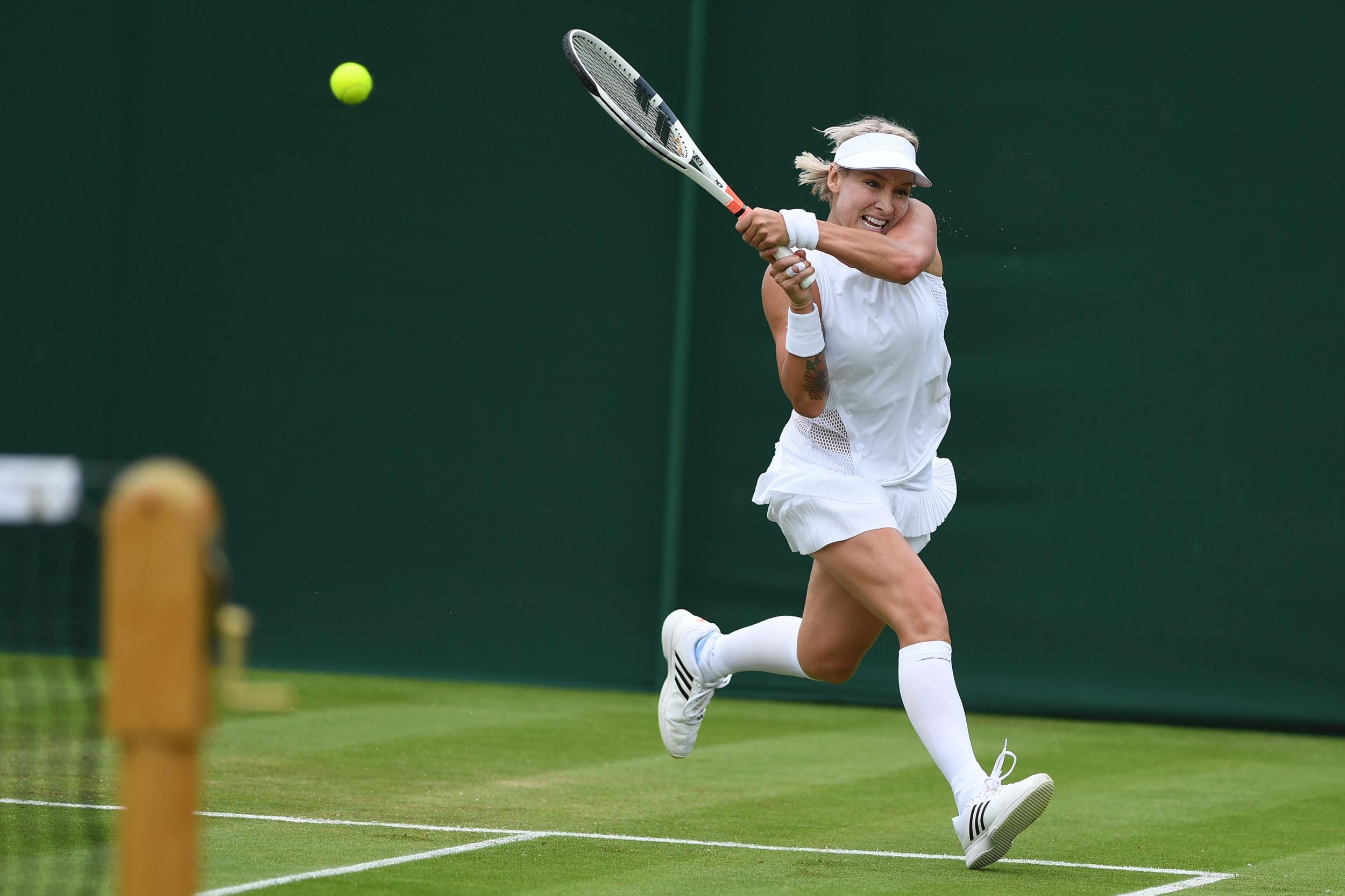 Bethanie Mattek-Sands in action on Court 17 before suffering her injury