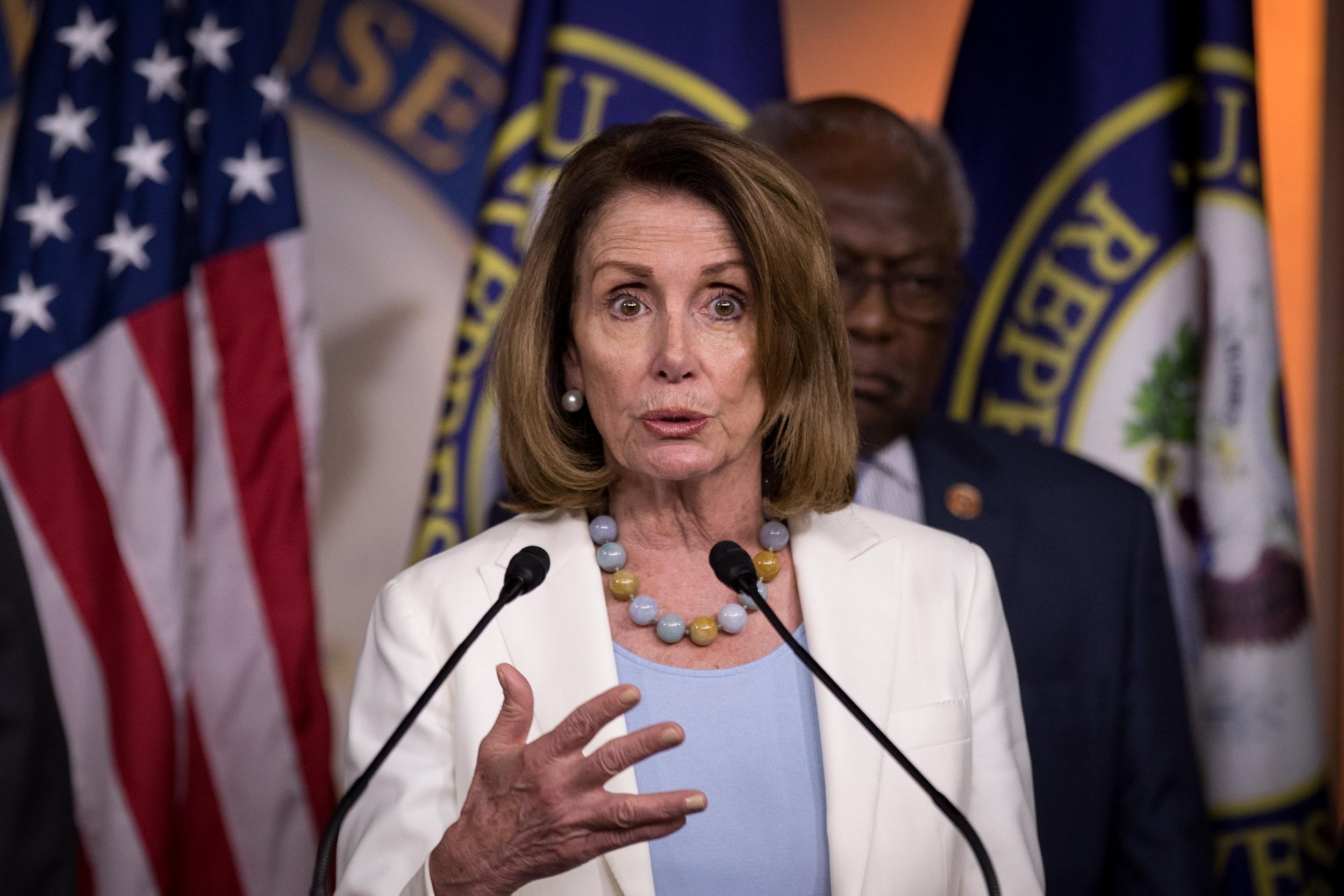 House Minority Leader Nancy Pelosi speaks during a press conference on Capitol Hill