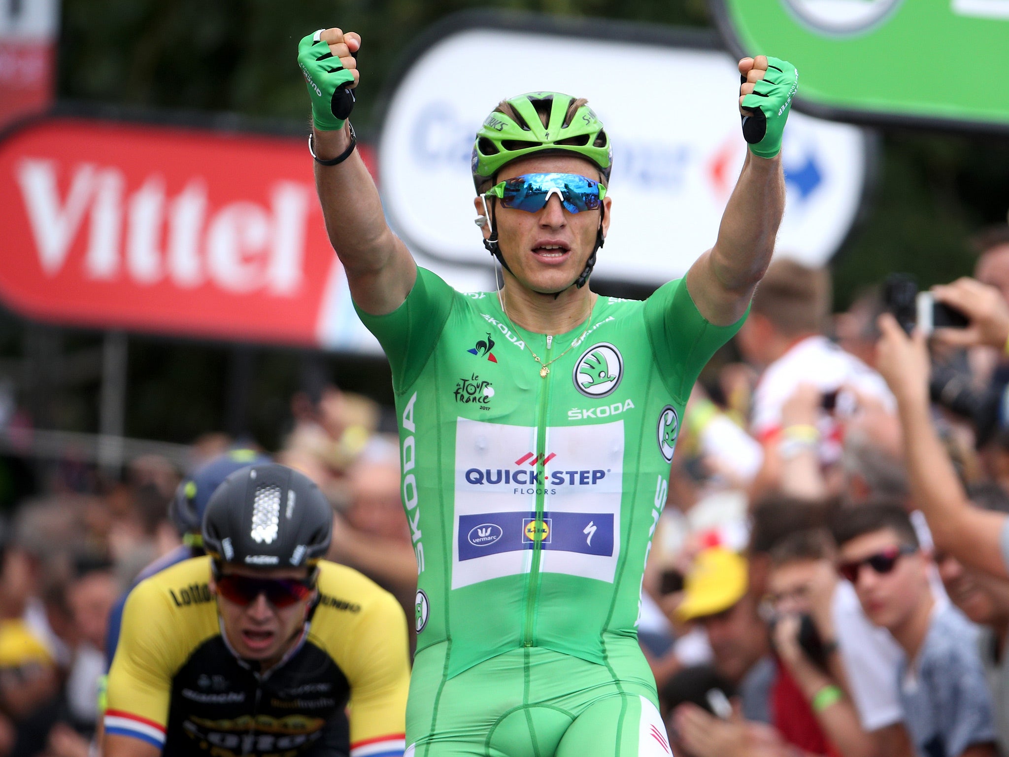 Quick-Step Floors' Marcel Kittel strengthened his grip on the green jersey