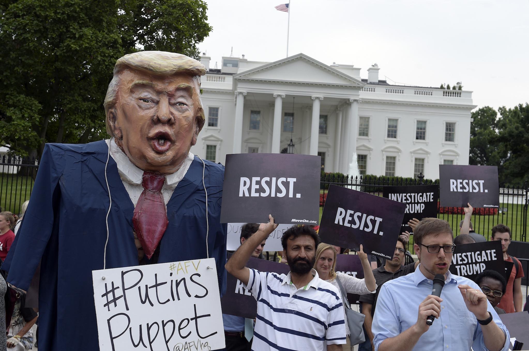 People gather outside the White House in Washington