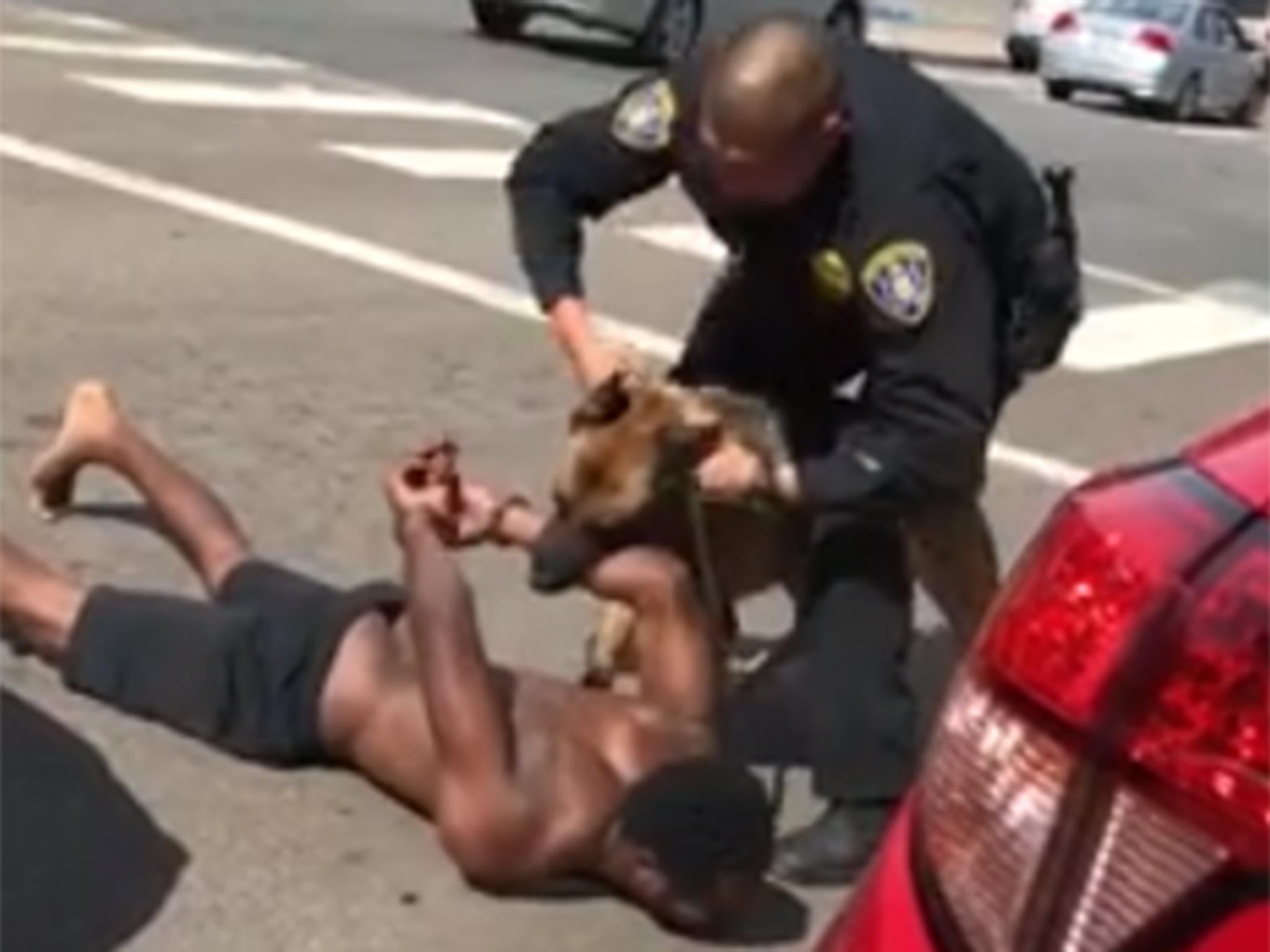 Blood is seen dripping out the man's open wound during the attack