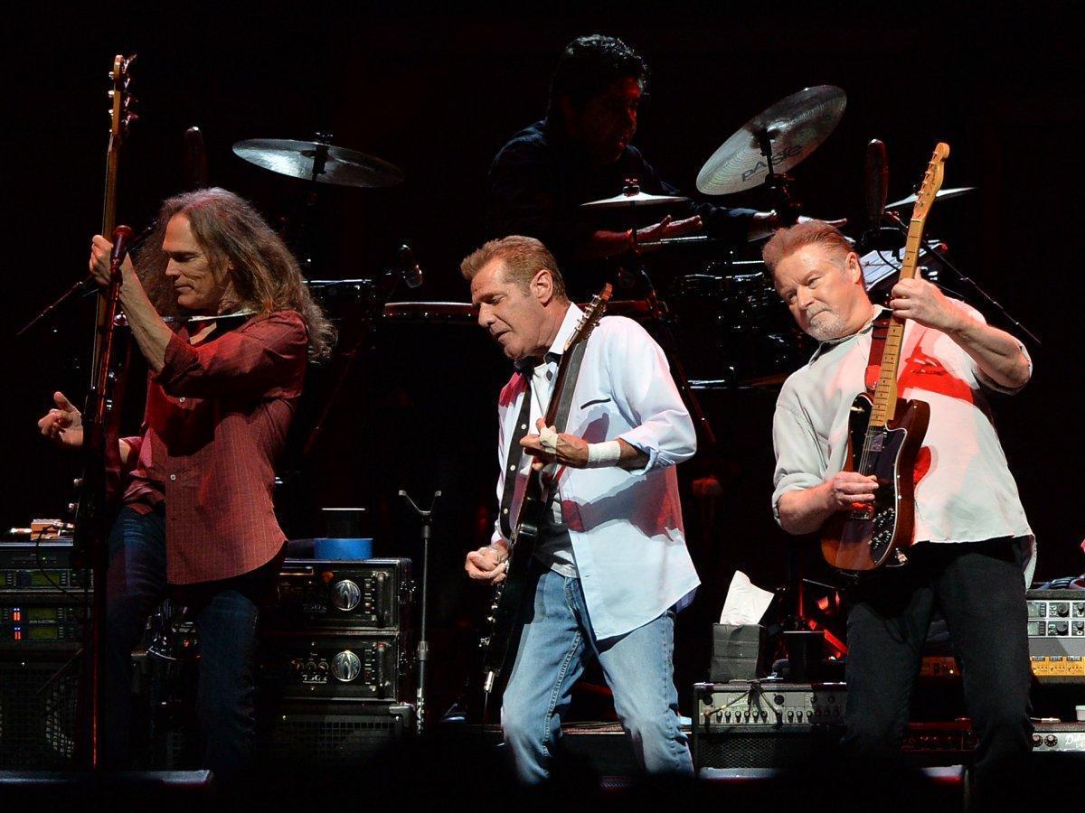 Timothy B. Schmit, Glen Frey, and Don Henley of the Eagles perform during "History Of The Eagles Live In Concert" in 2013.