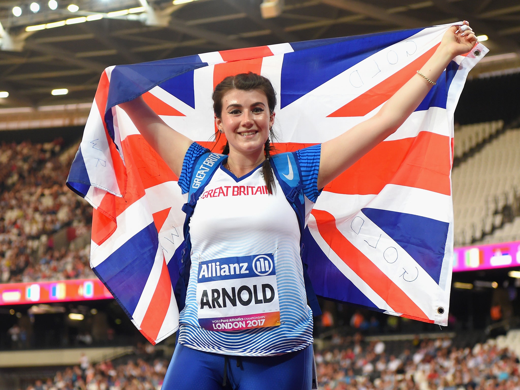 Arnold was victorious in the F46 javelin