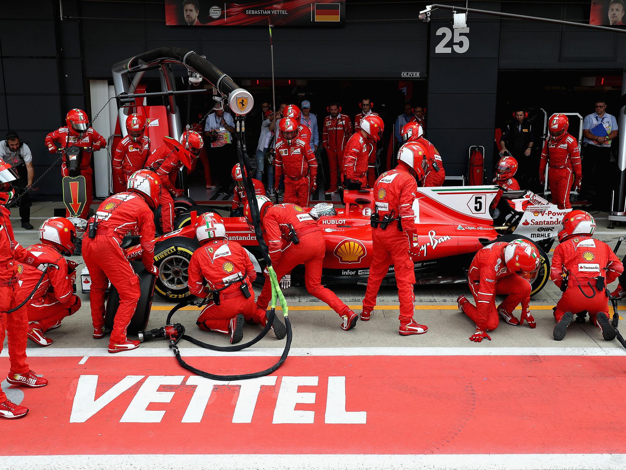 &#13;
Vettel was forced into a late stop by a costly puncture &#13;