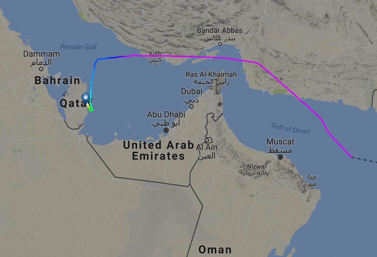 The flight map showed the difficulties caused by the airspace ban