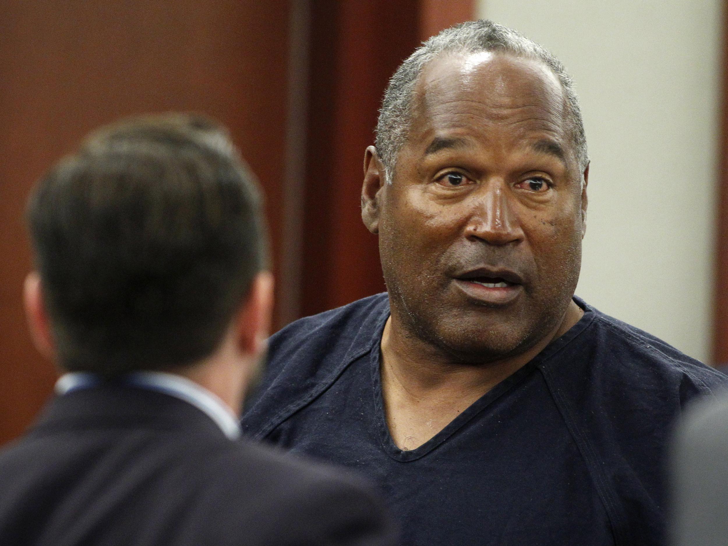 OJ Simpson at the close of his last appearance at Clark County District Court in Las Vegas, Nevada, on 17 May 2013