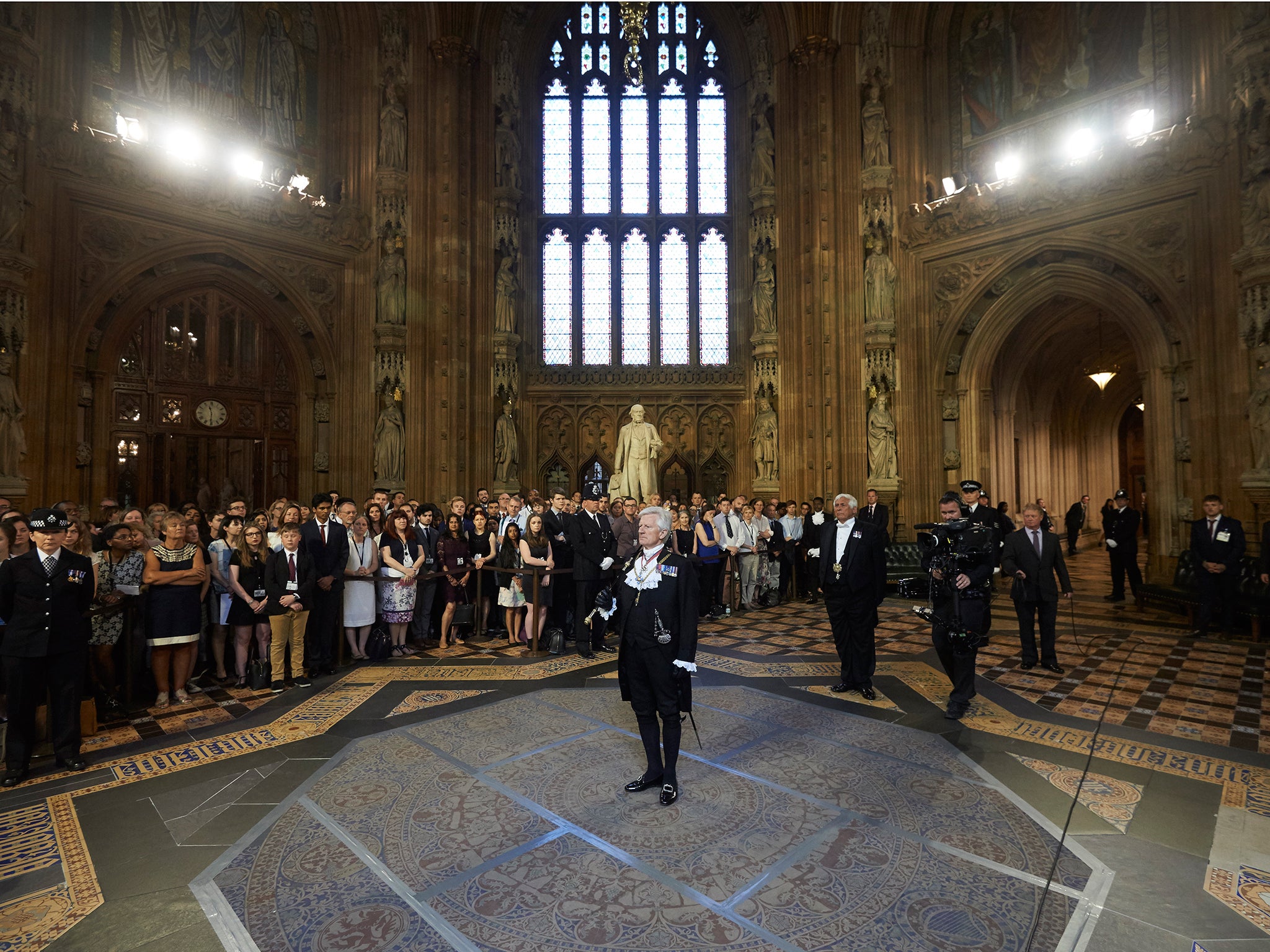 The protest took place in Central Lobby, pictured here during the State Opening of Parliament