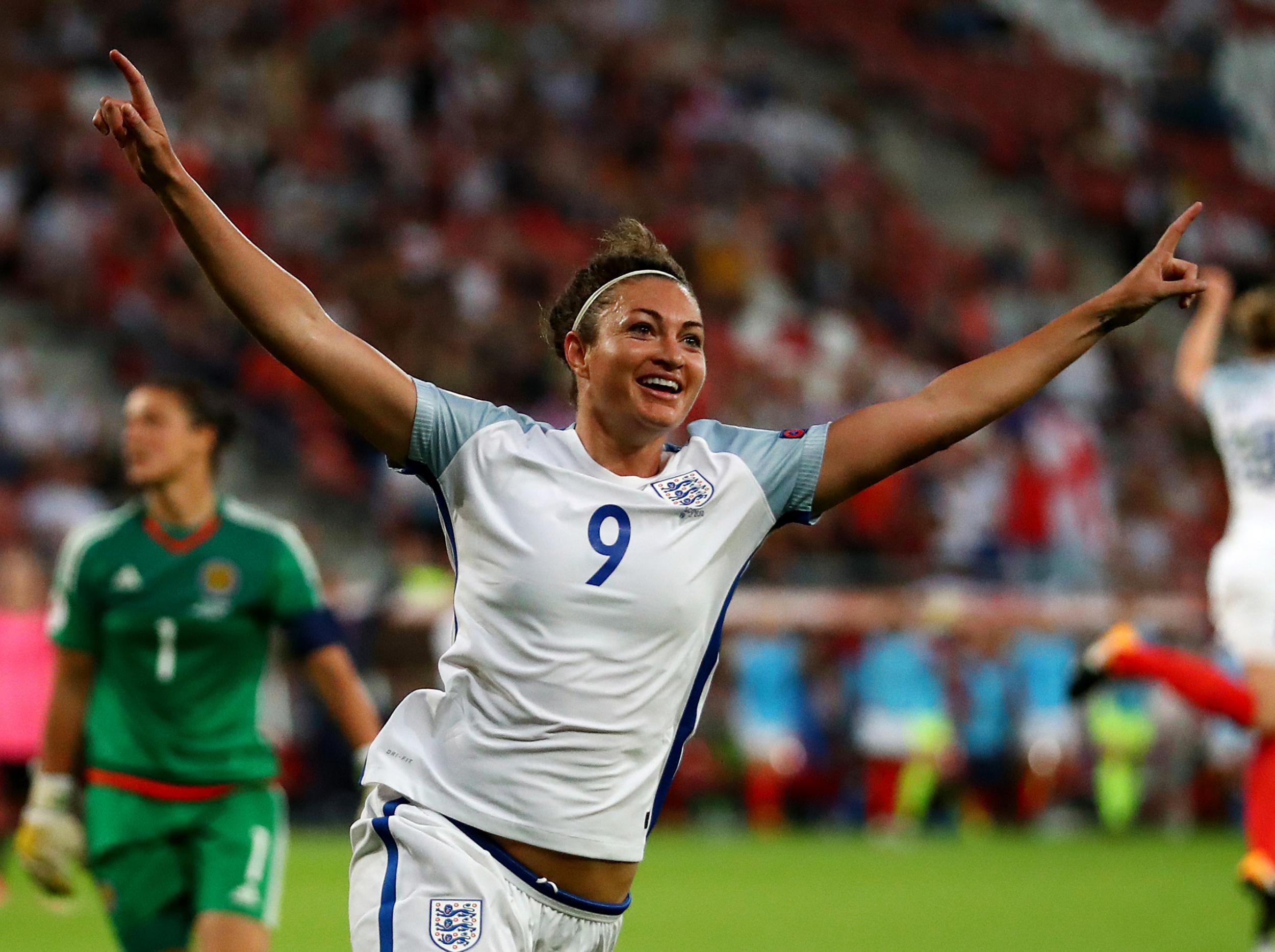 Taylor celebrates after completing her hat-trick