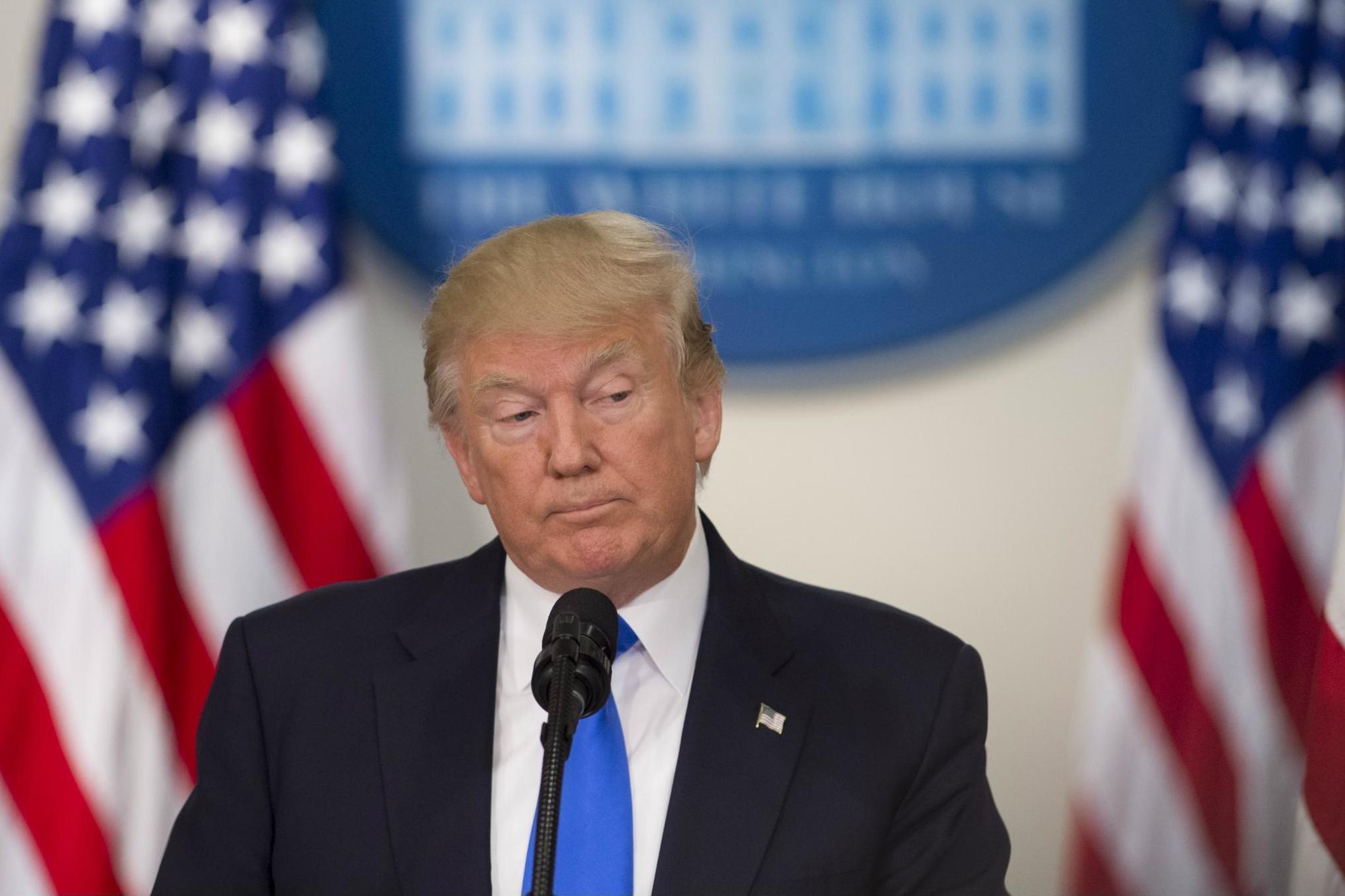 Donald Trump speaks during the first meeting of the Presidential Advisory Commission on Election Integrity at the Eisenhower Executive Office Building next to the White House on 19 July 2017