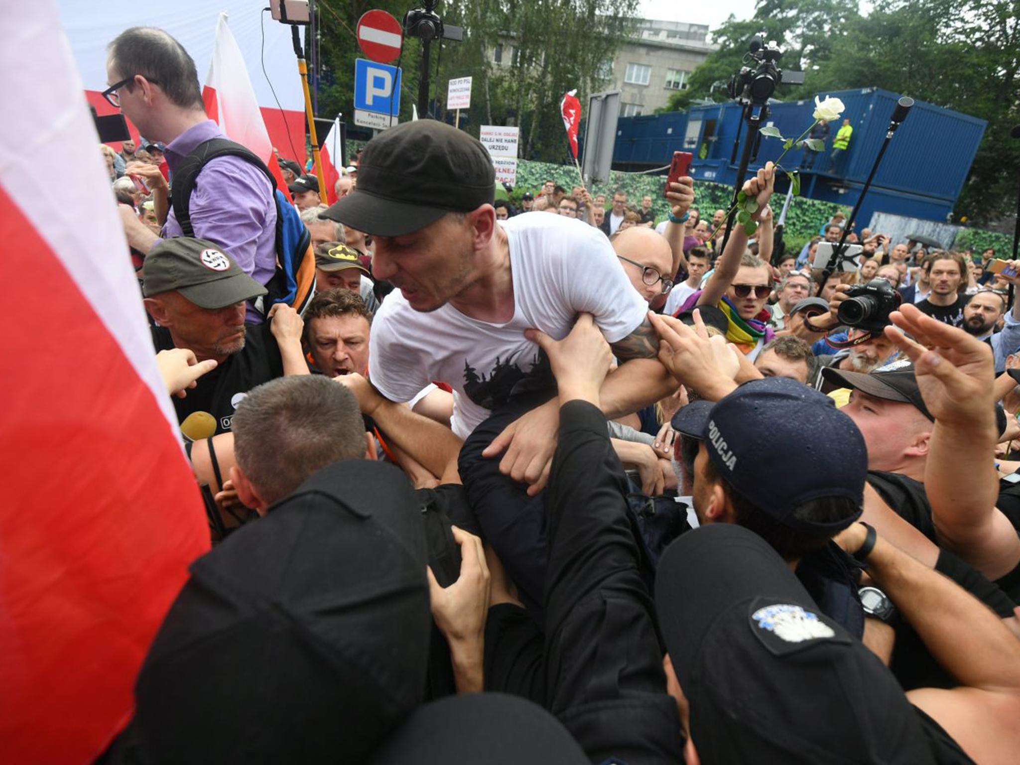 Protest against changes in the judicial law and the Supreme Court in front of the Sejm building in Warsaw