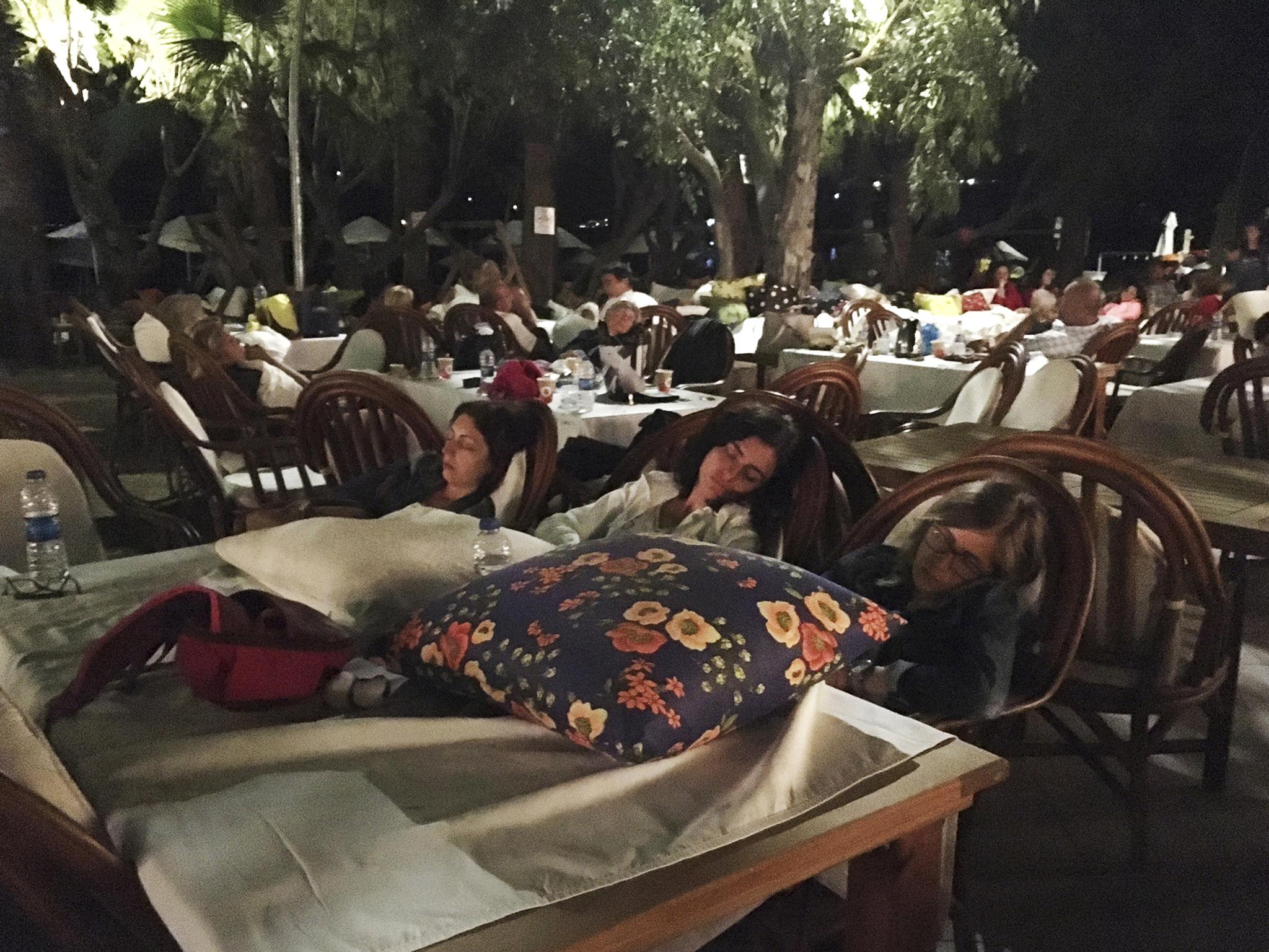 Tourists were forced to sleep outside to avoid collapsing buildings