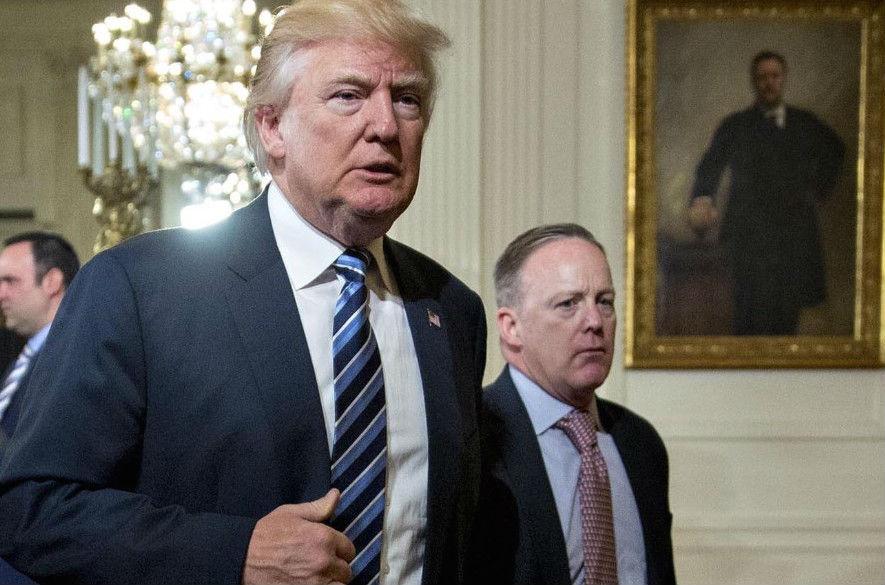 President Trump with former spokesman Sean Spicer