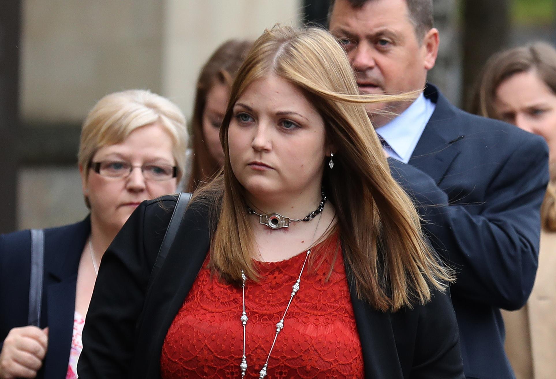 Rebecca Williams, the girlfriend of murder victim Cameron Logan, arrives at the High Court in Glasgow