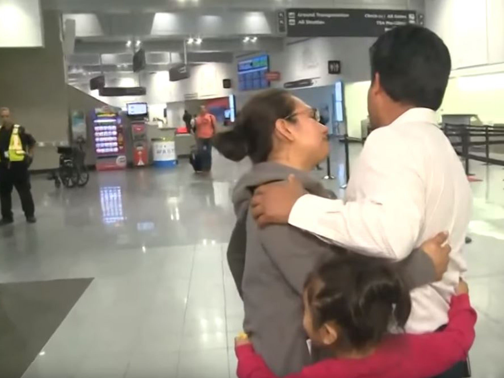 MrLaraLopez saying goodbye to his wife and six-year-old daughter at Cleveland airport.