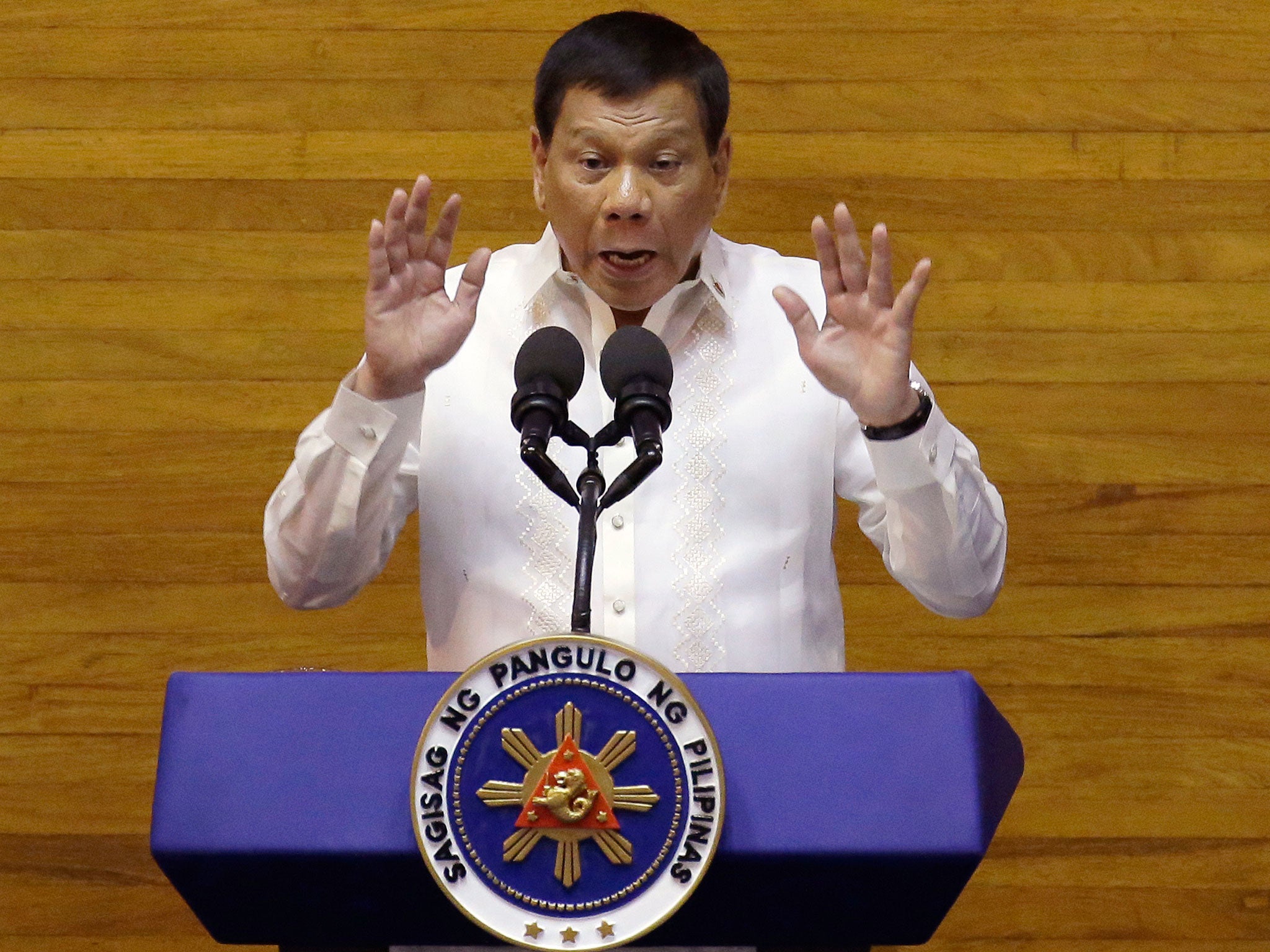 Rodrigo Duterte told the rest of the world not to try to scare him with threats of prosecution at the International Court of Justice