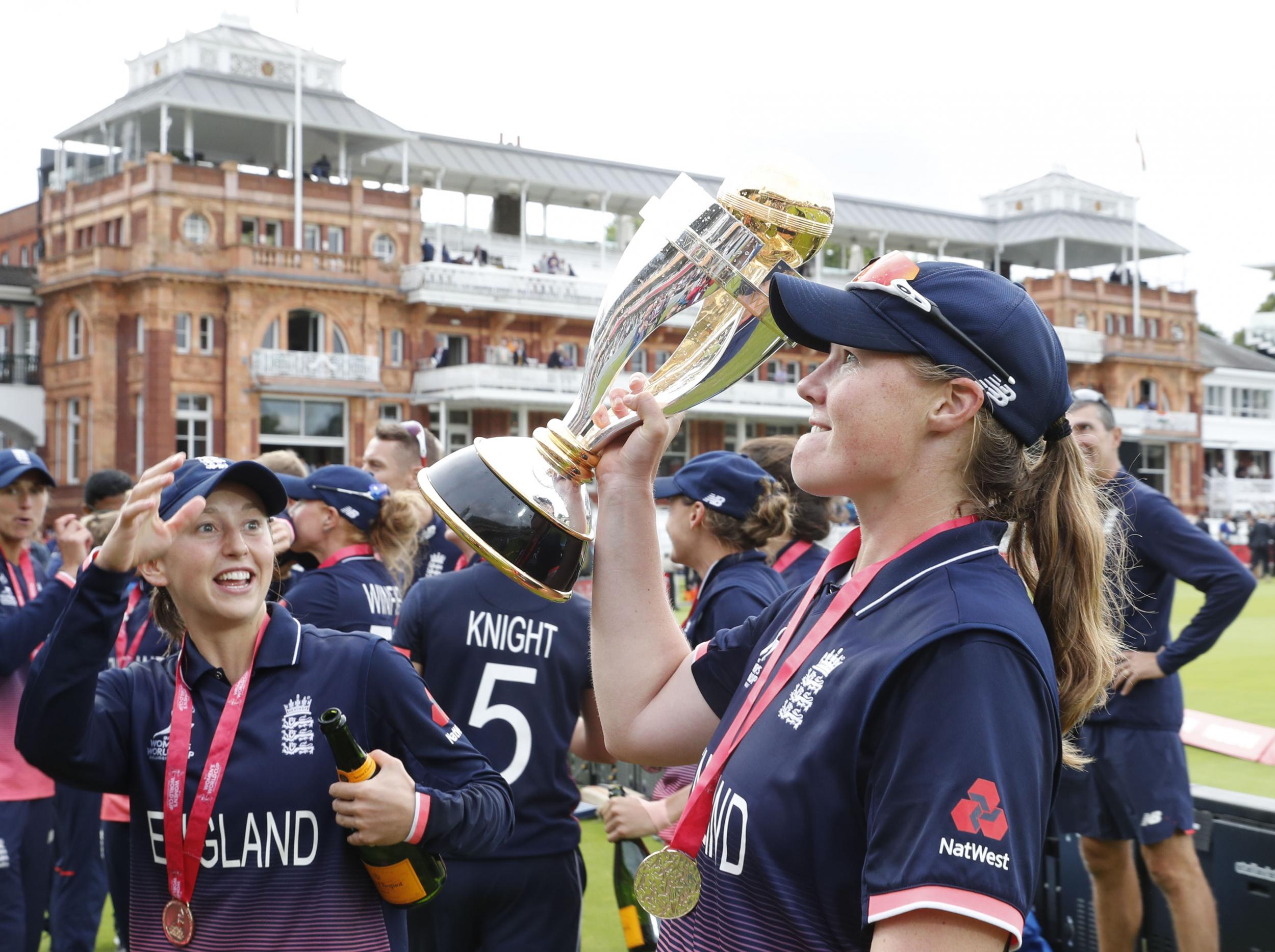 Shrubsole celebrates with her team-mates