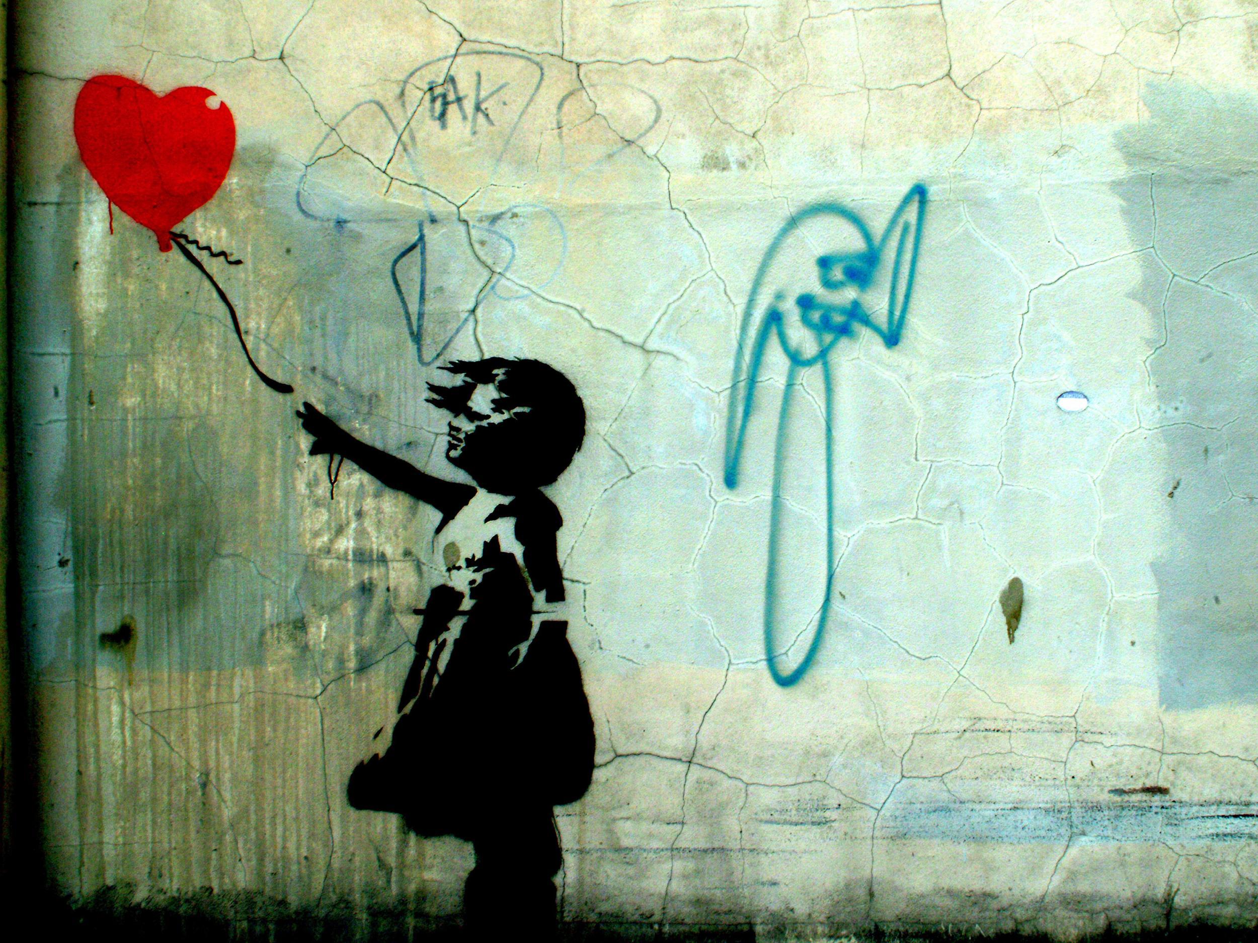 The mural ‘Balloon Girl’, originally stencilled on an east London shop