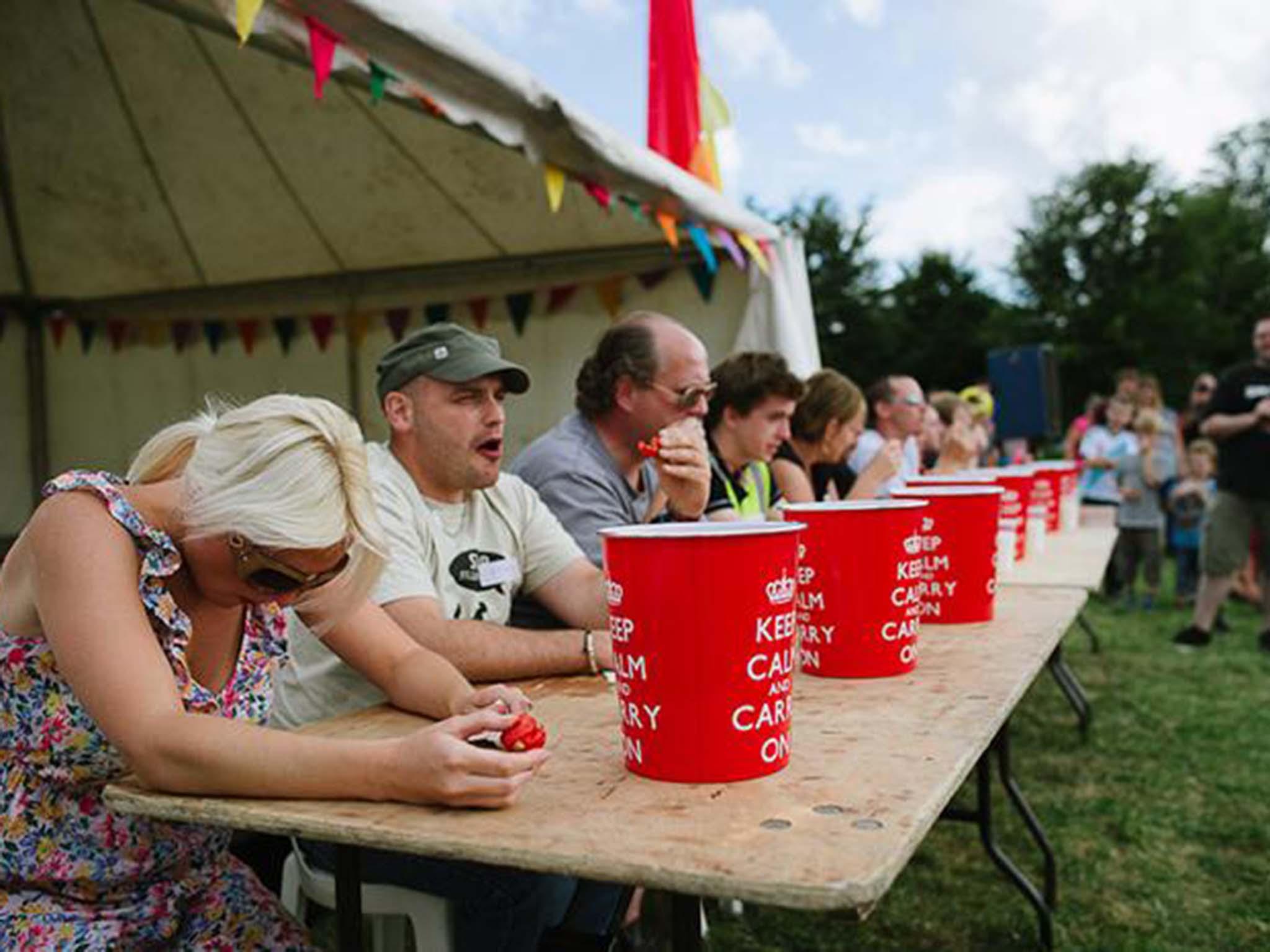 On heat: tasters take in the capsaicin at the Great Dorset