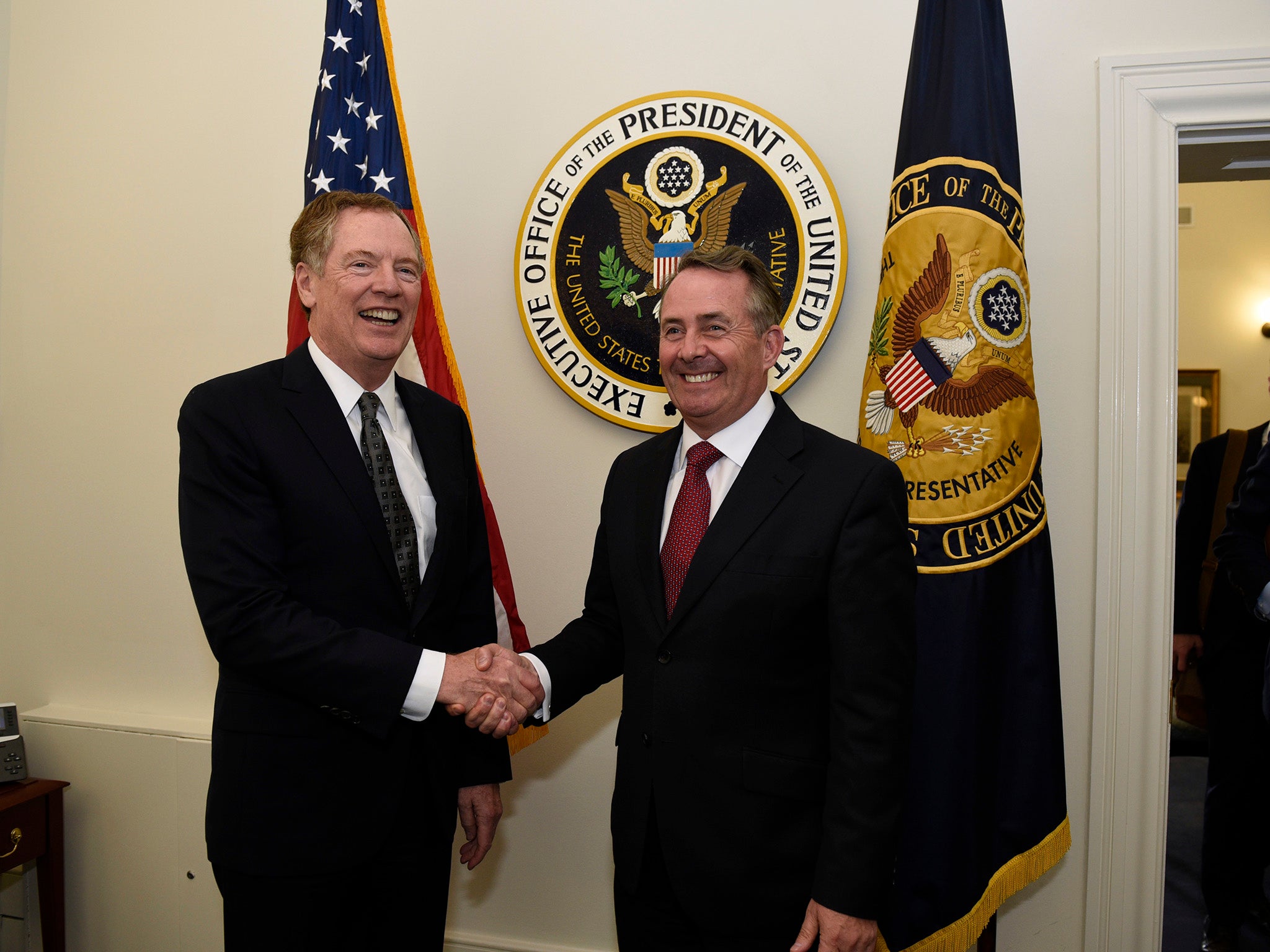 Liam Fox meets with the US Trade Representative Ambassador Robert Lighthizer, before discussions on a US-UK trade deal