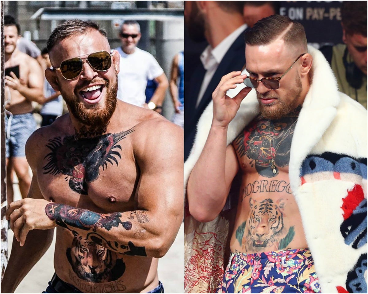 Islam Badurgov (L) alongside the real Conor McGregor