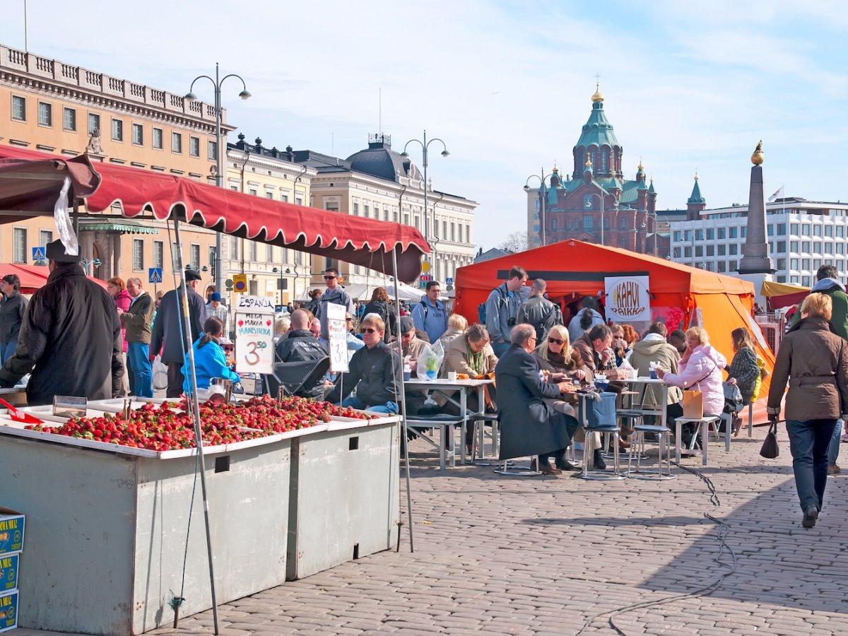 Market Square in Helsinki, Finland.