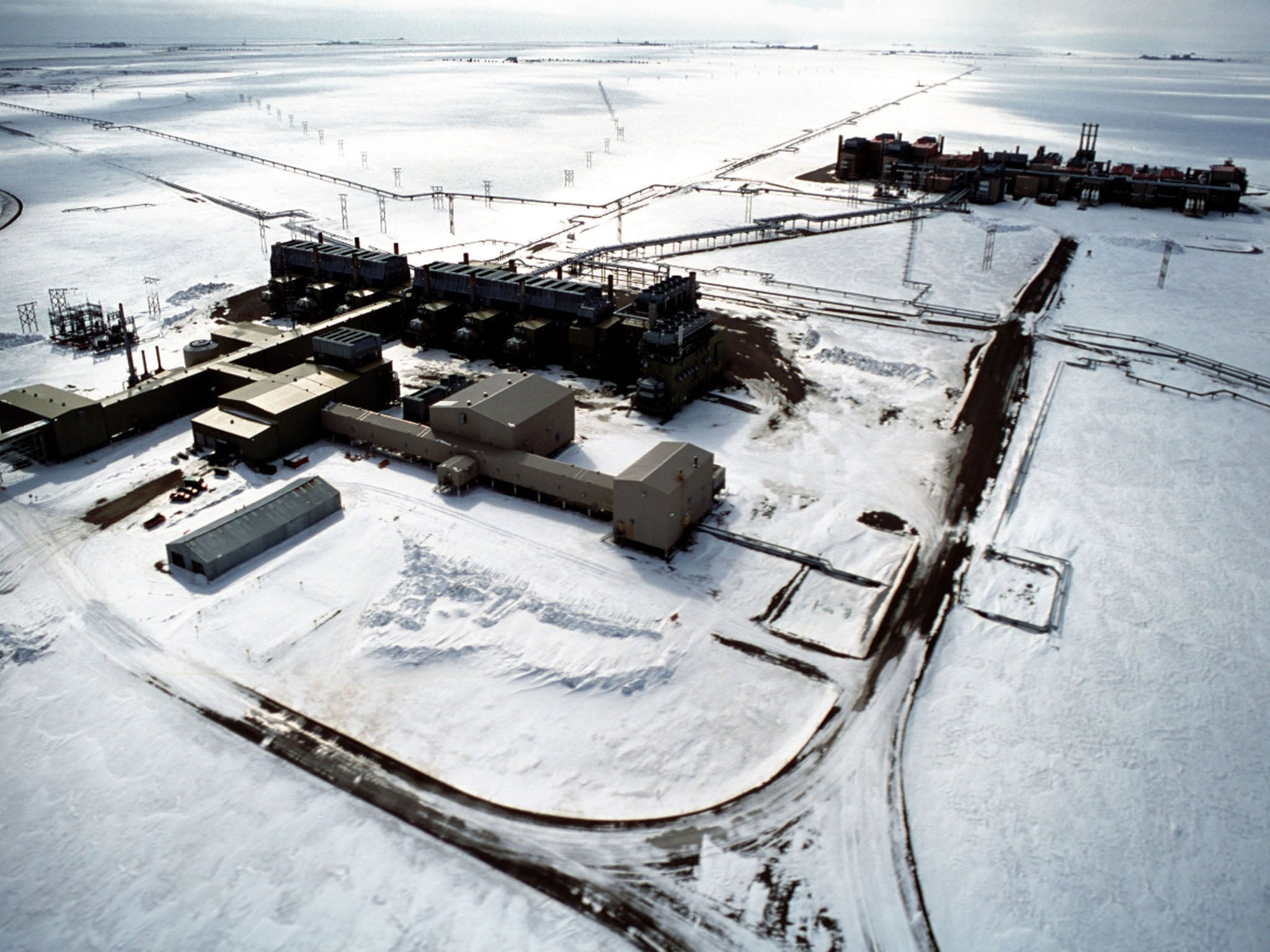 An oil field facility in Alaska. The state is currently applying for federal permission to extend an oil pipeline