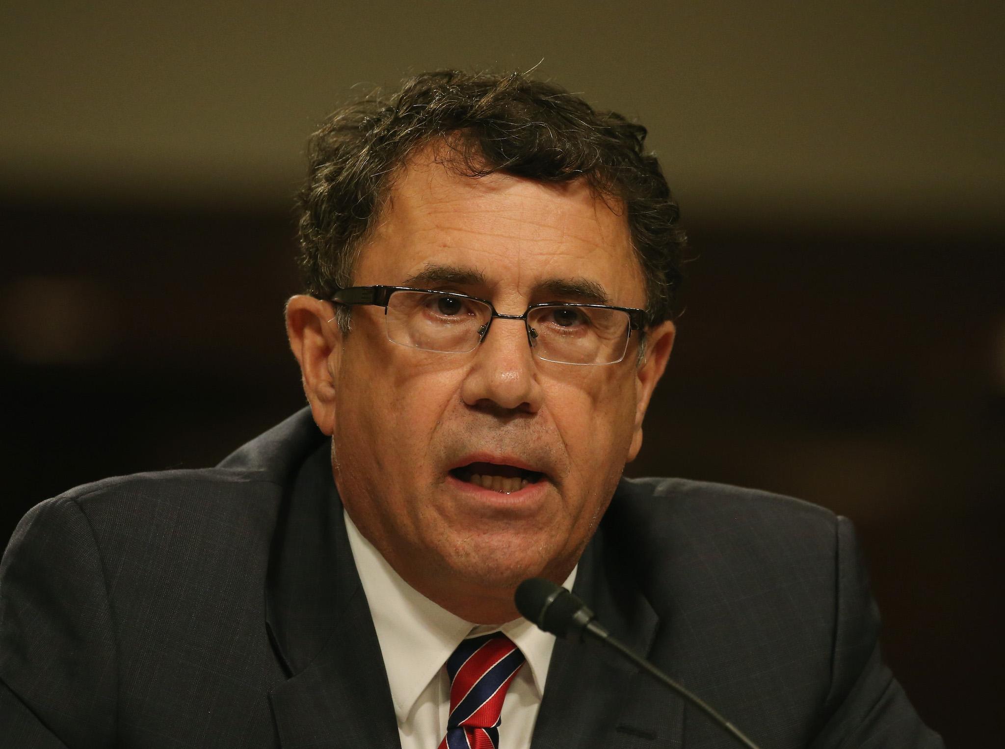 Ret. Army Col. Derek Harvey speaks about ISIS during a Senate Armed Services Committee hearing on Capitol Hill May 21, 2015