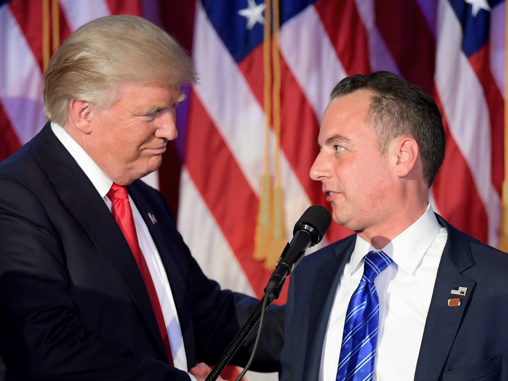 President Donald Trump and his former chief of staff Reince Priebus, who is likely to be interviewed as part of the Russia investigation