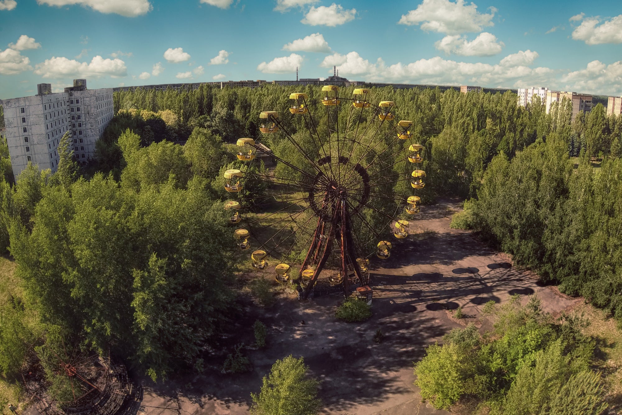 Pripyat in Chernobyl, with an amusement park that never opened