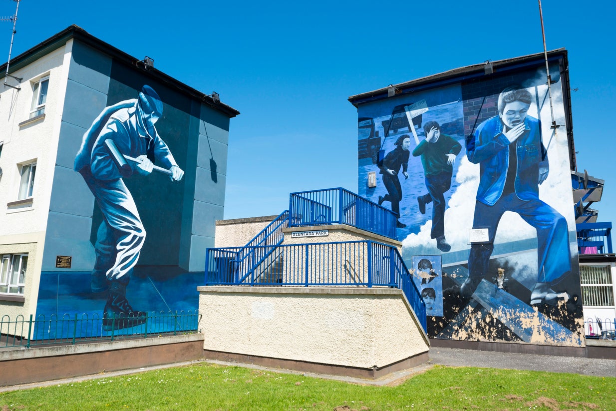 Bogside has murals depicting the area's violent history