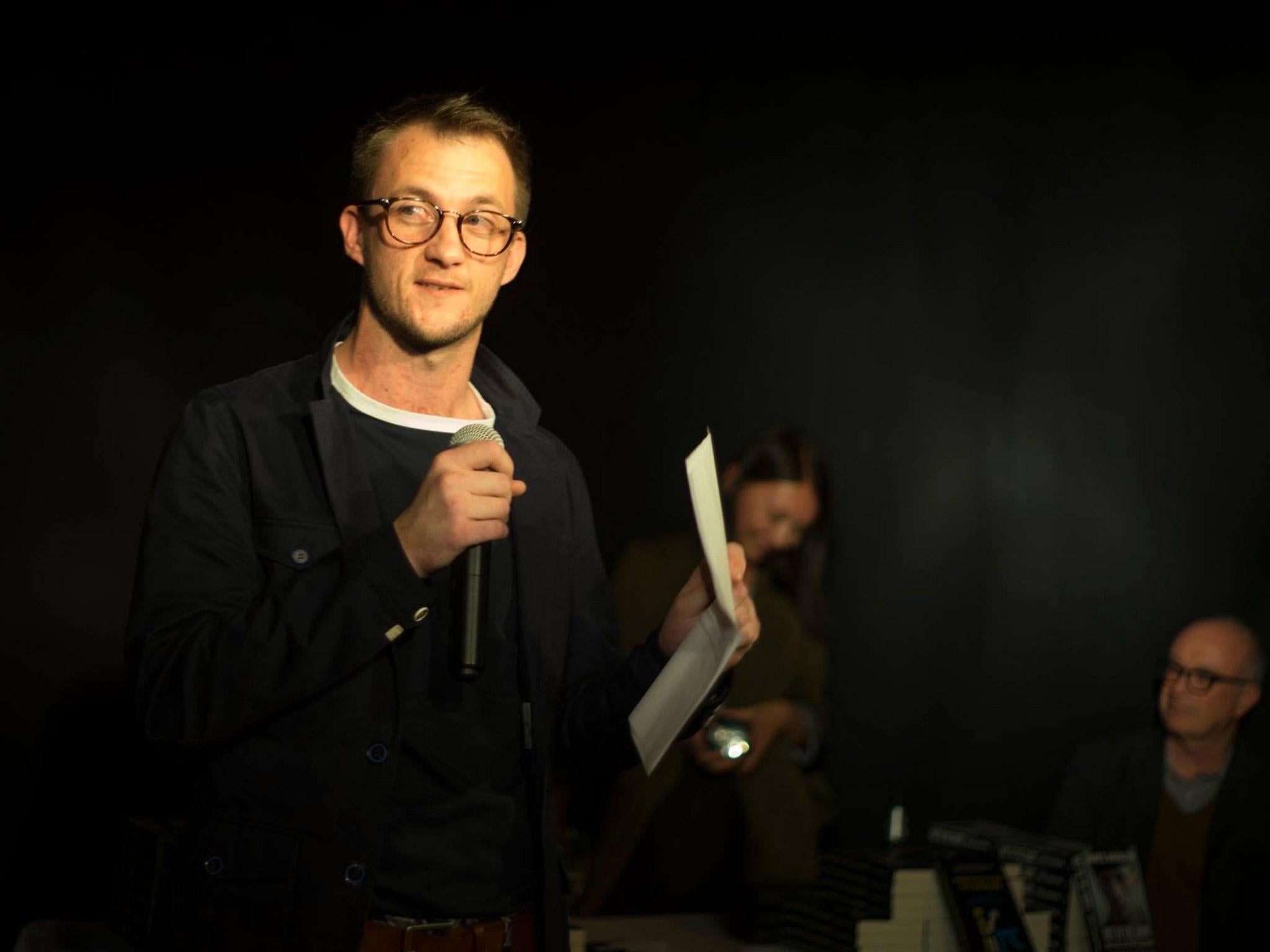 James Wharton at his book launch for Something for the Weekend