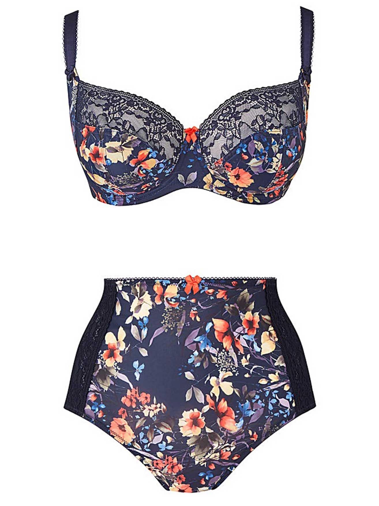 Sculptresse Chi Chi Navy Floral Bra, £37, Briefs, £19, Simply Be