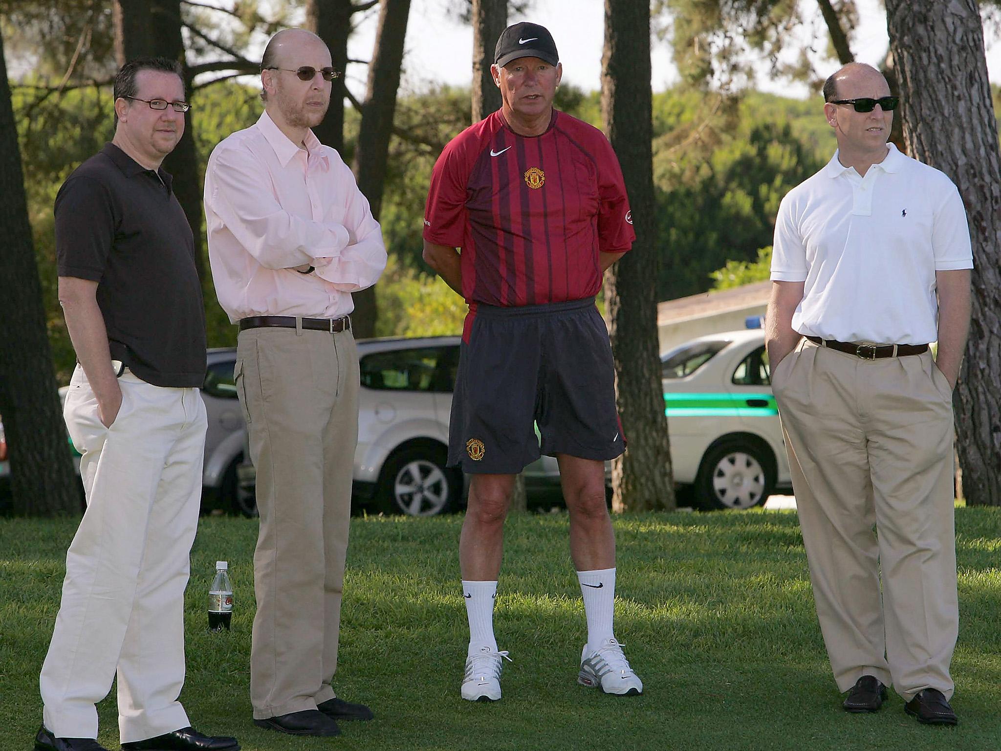 Sir Alex Ferguson with the Glazers in Portugal in 2005. Previous owners John Magnier and JP McManus had fallen out with the Scot over racehorse Rock of Gibraltar