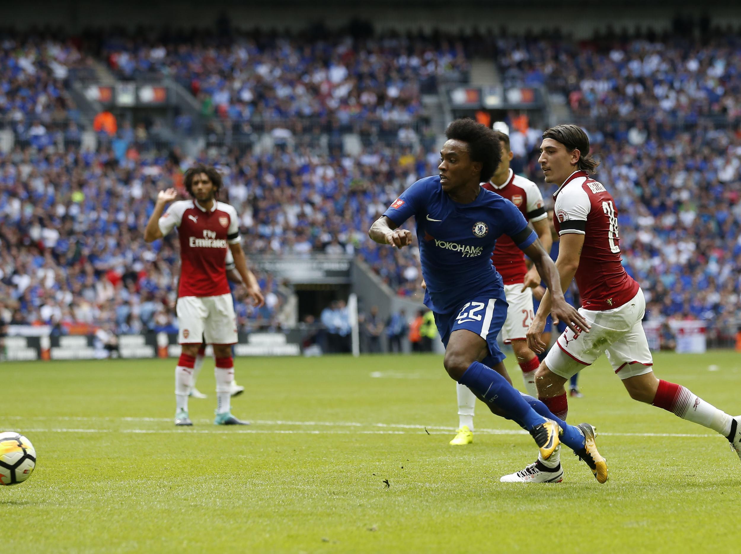 Willian was booked for diving in the first half