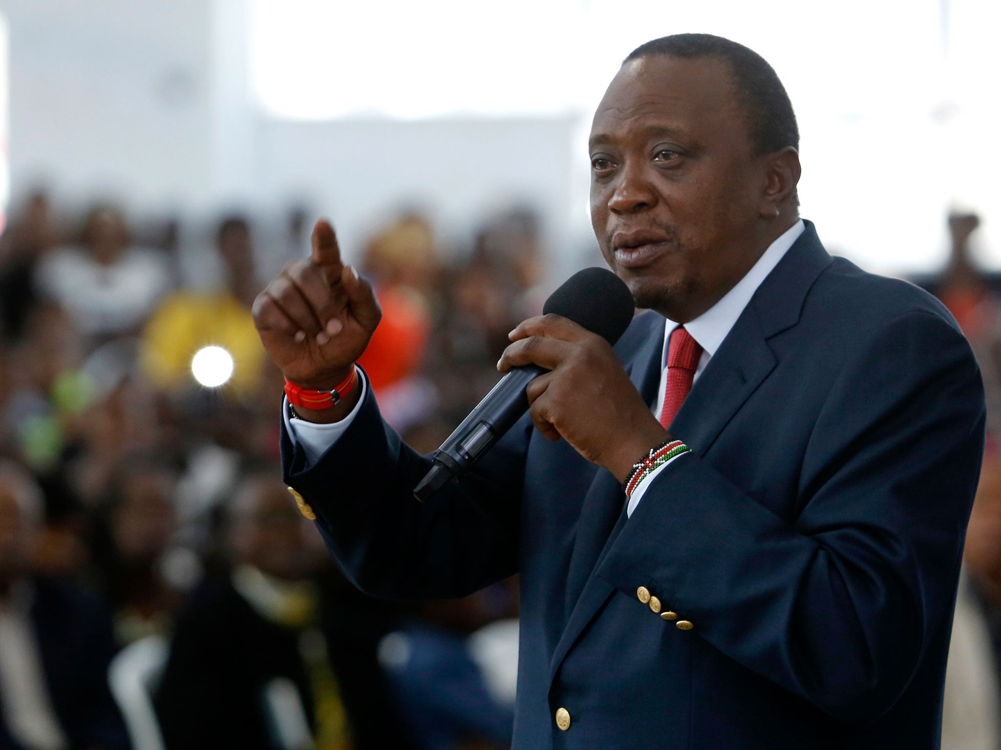 Kenya's incumbent President and the leader of the ruling Jubilee coalition Uhuru Kenyatta delivers a speech during a Sunday church service