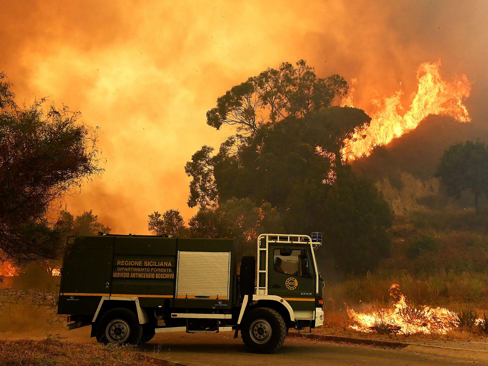 Wildfires have spread across southern Europe, including Sicily, over the last month