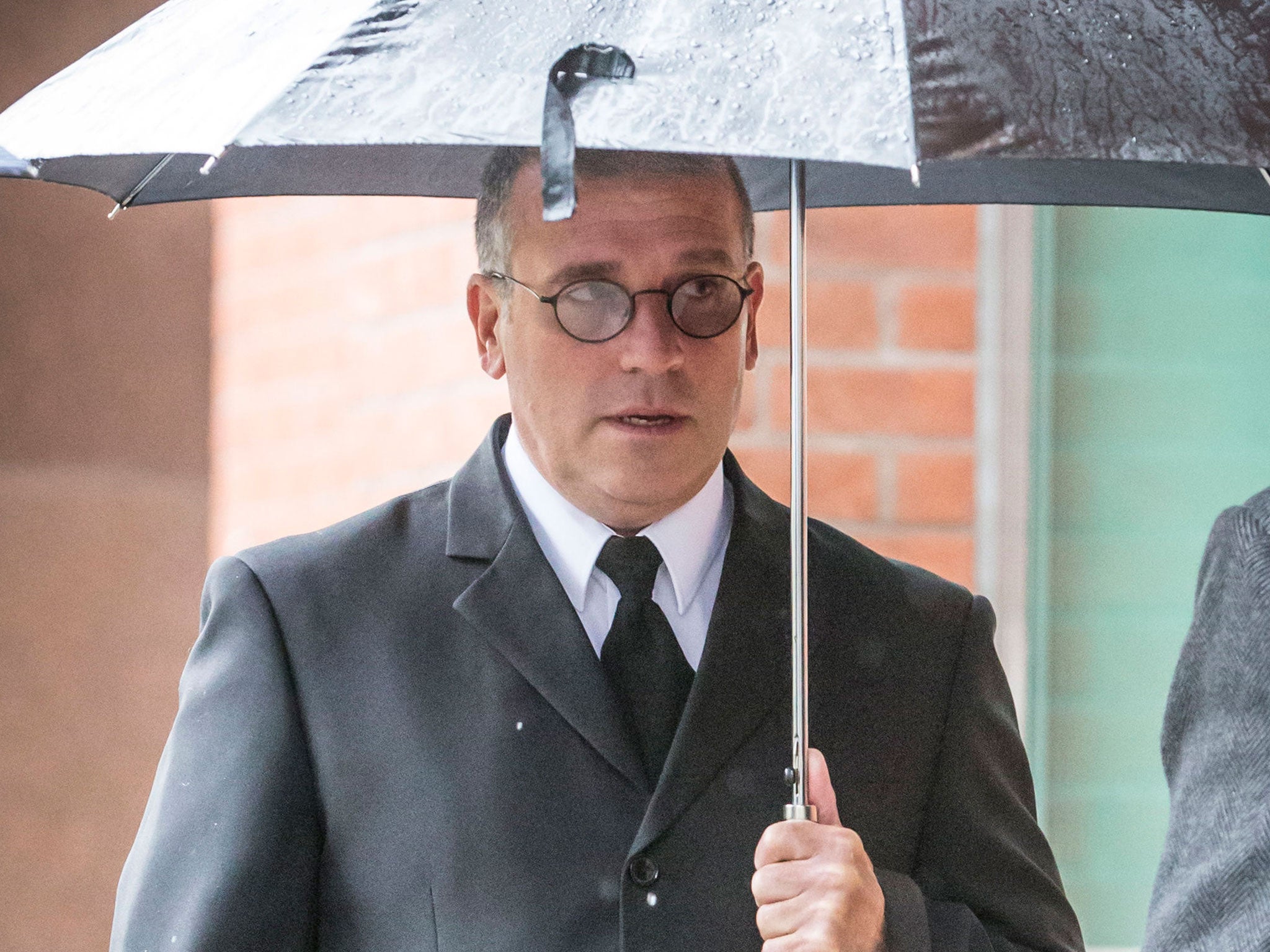 Adrian Pogmore arriving at Sheffield Crown Court. Four other defendants were cleared of all charges last week