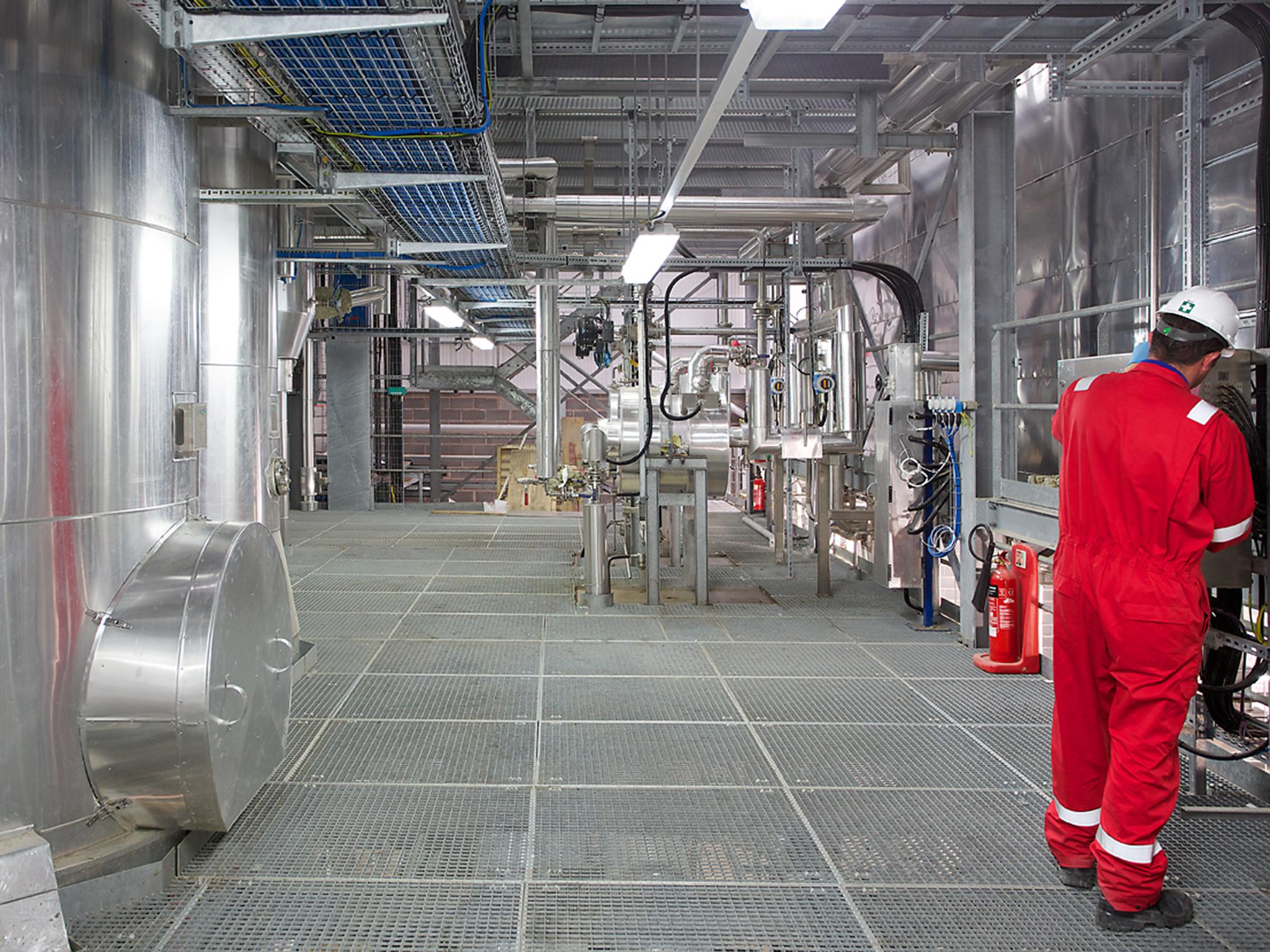 Gunk from inside a pipes undergoes a distillation process