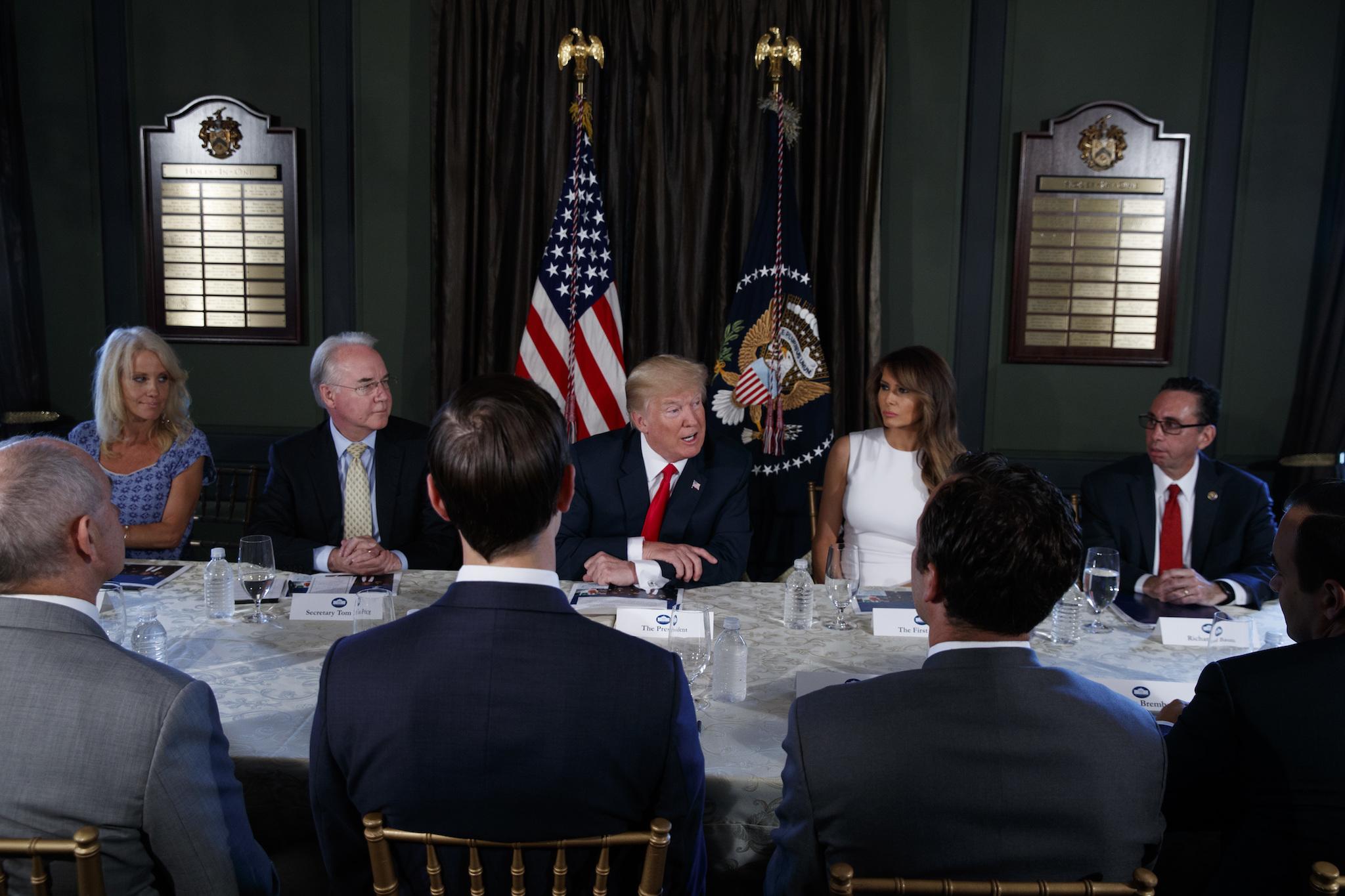 President Donald Trump speaks during a briefing on the opioid crisis