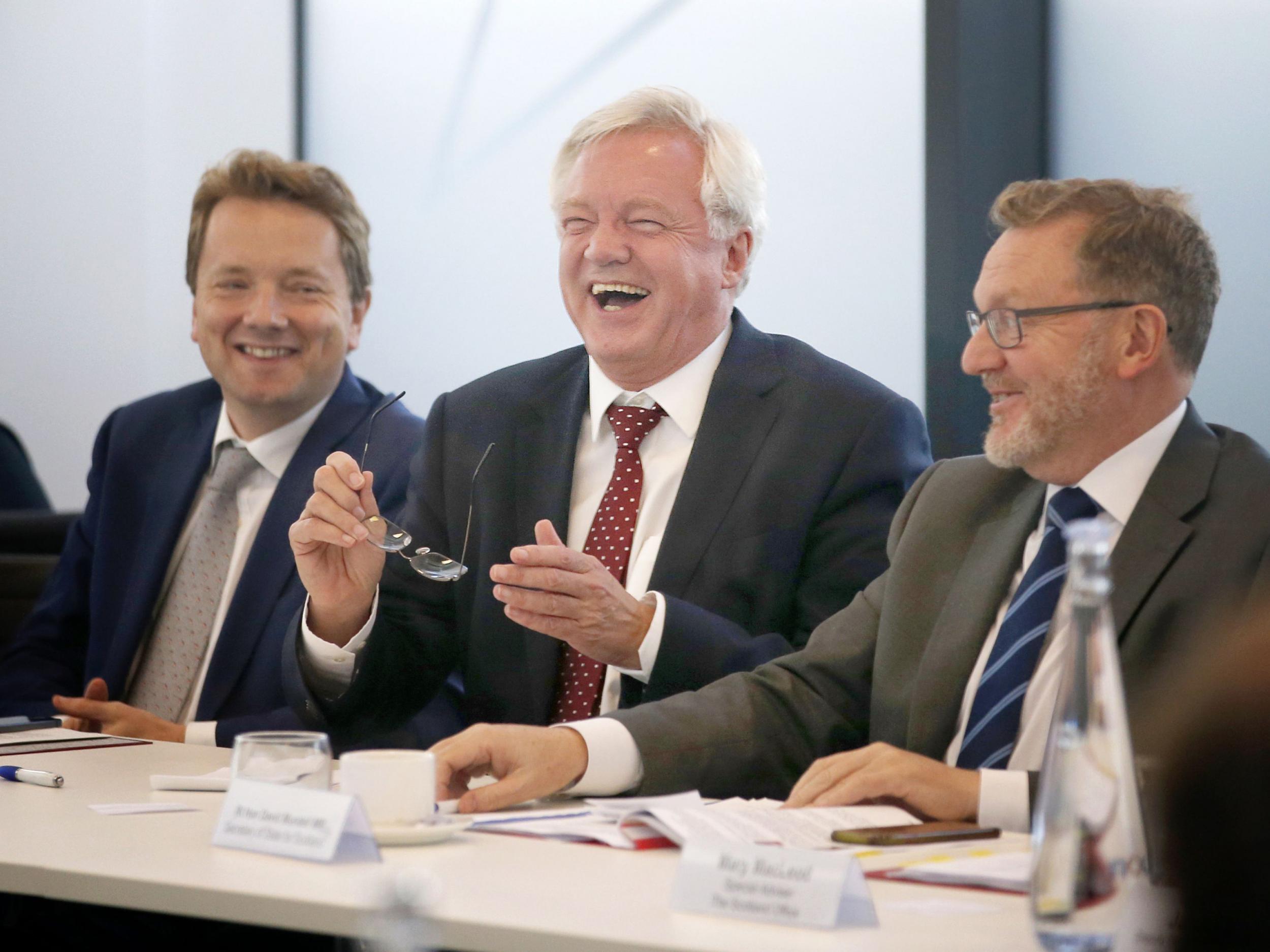 James Chapman (left) and the Brexit Secretary David Davis