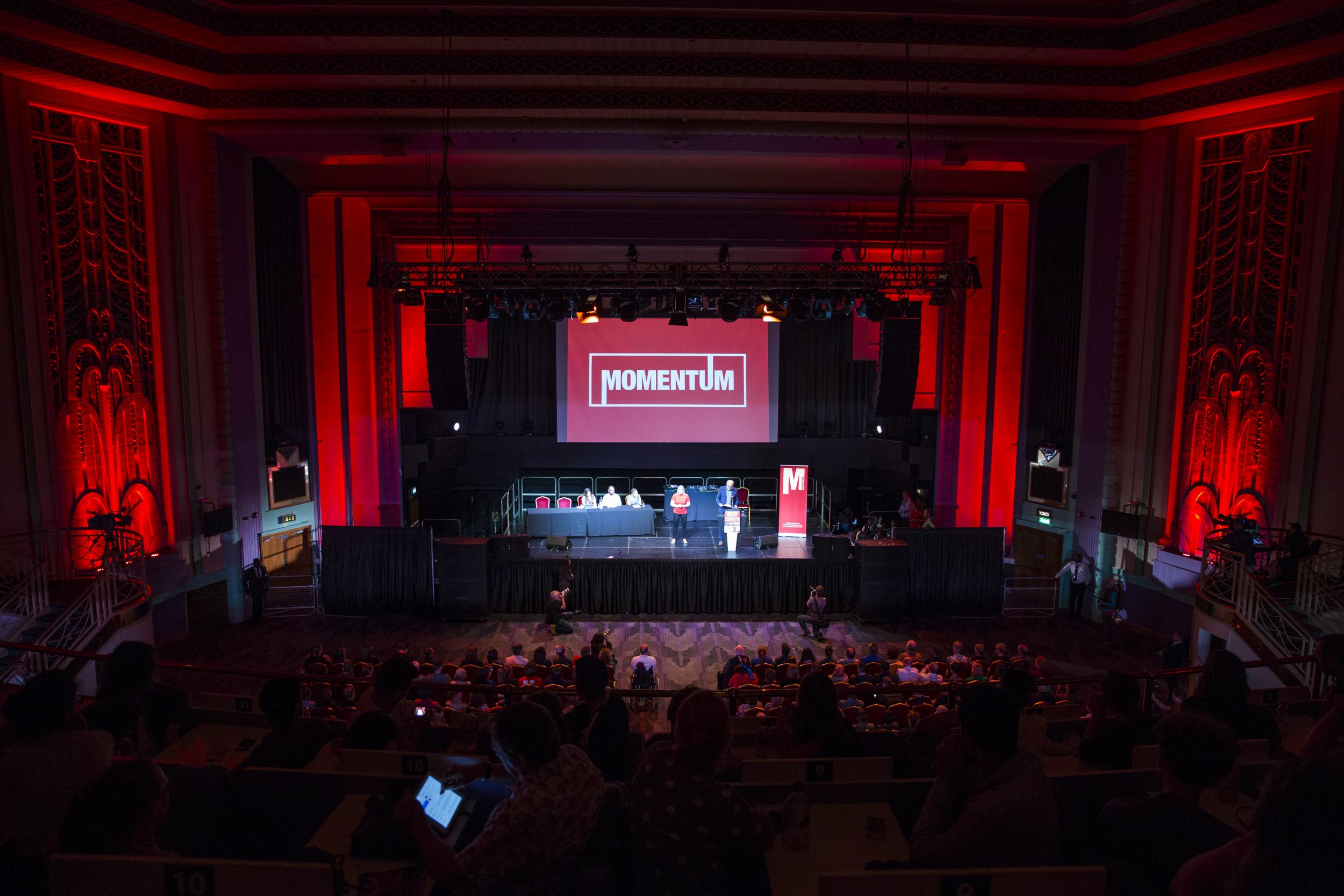 Labour leader Jeremy Corbyn attends a Momentum rally in July 2016