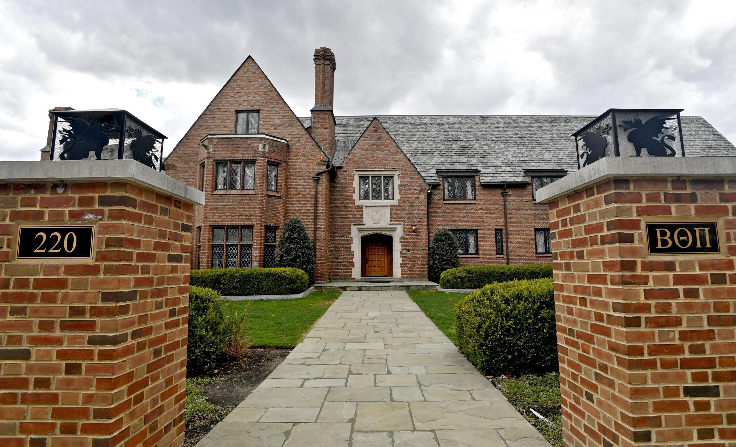 Penn State University’s former Beta Theta Pi fraternity house on Burrowes Road sits empty after being shut down